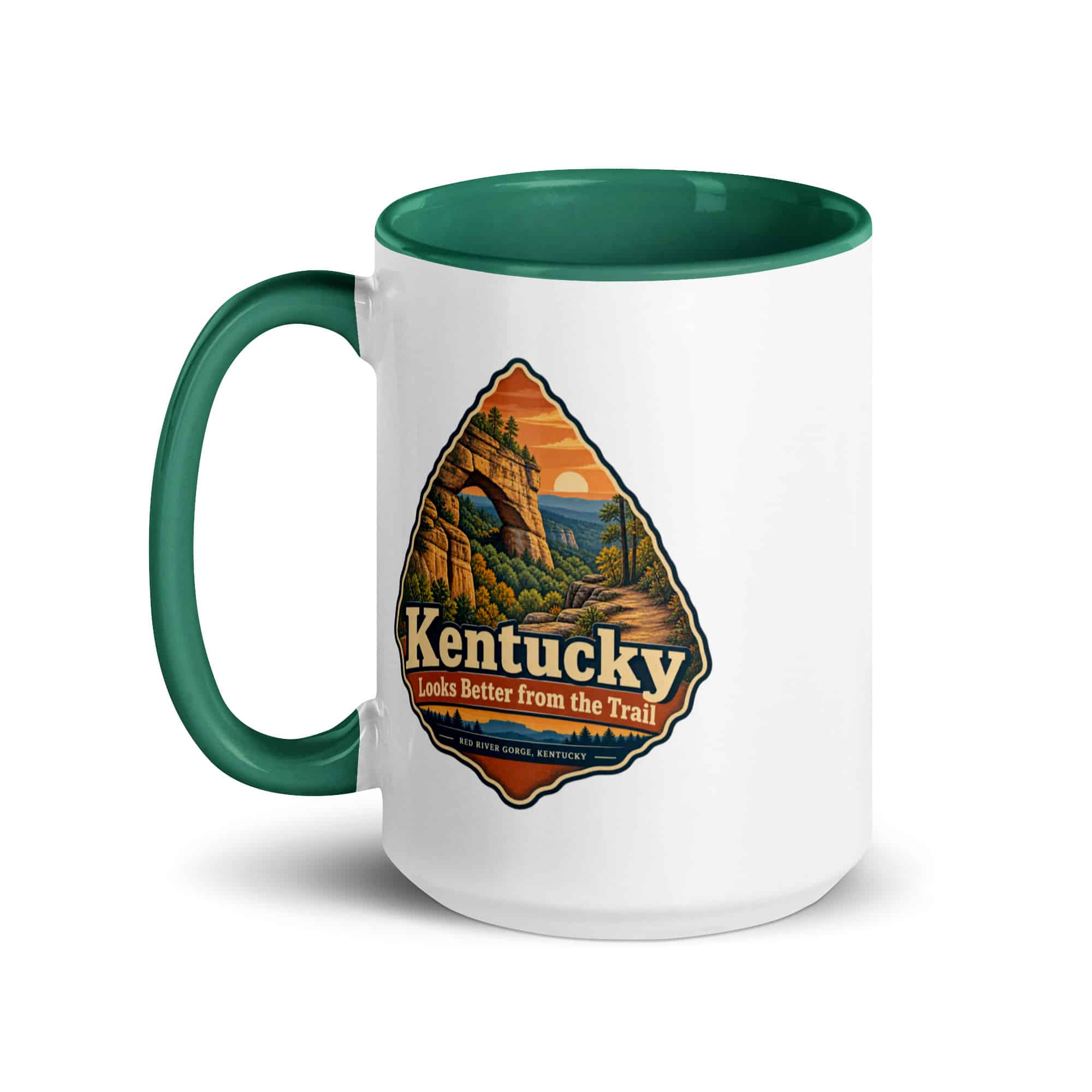 Red River Gorge Color Inside Coffee Mug: Kentucky Looks Better from the Trail, Scenic Shield Badge
