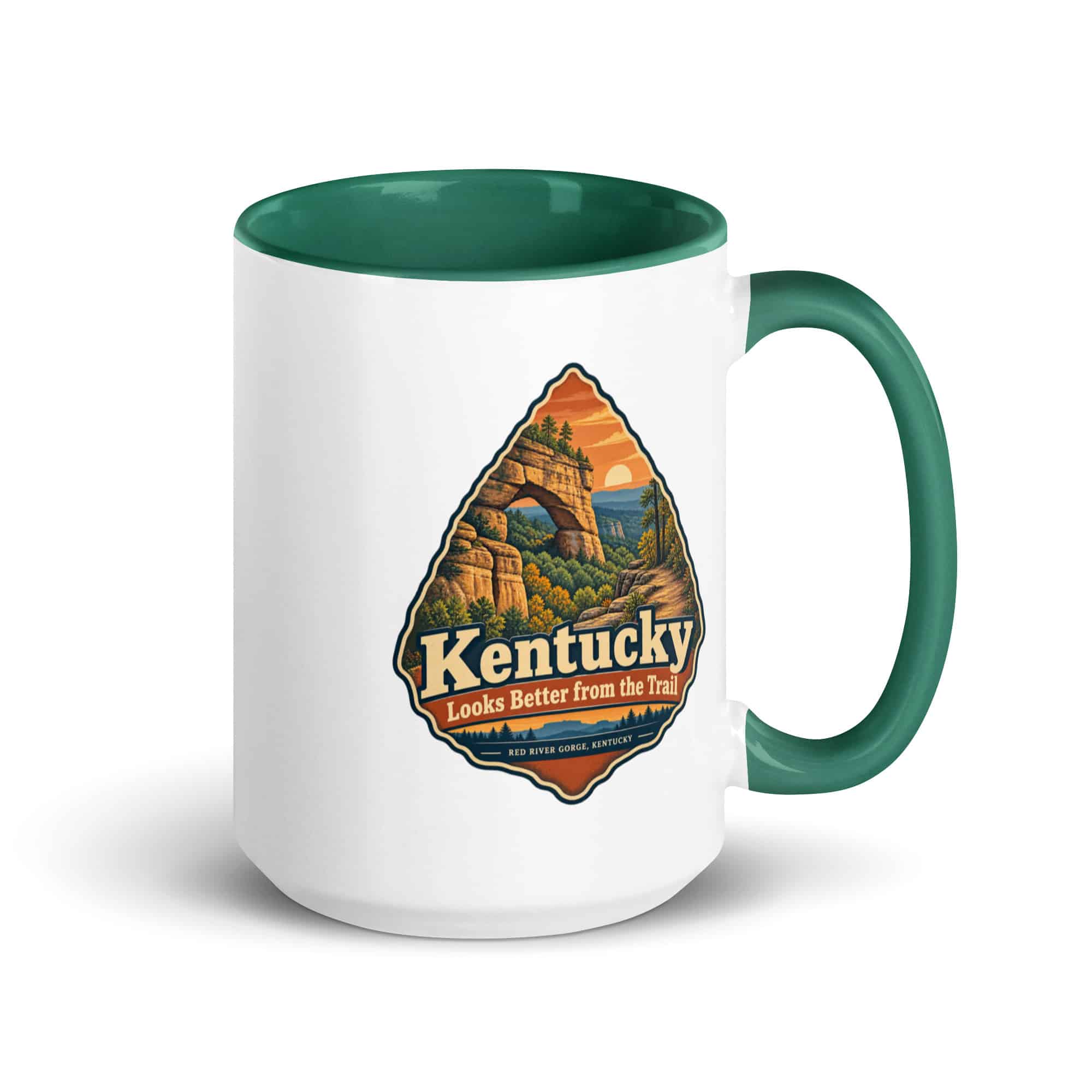 Red River Gorge Color Inside Coffee Mug: Kentucky Looks Better from the Trail, Scenic Shield Badge
