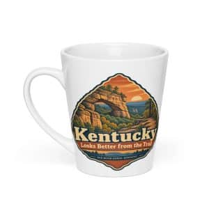Red River Gorge Latte Mug: Kentucky Looks Better from the Trail, Scenic Shield Badge - 12 oz - Main