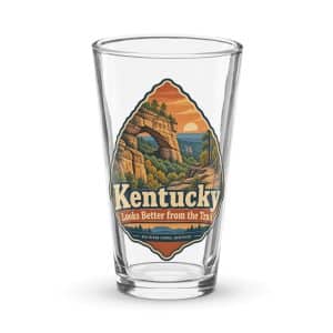 Red River Gorge Pint Glass: Kentucky Looks Better from the Trail, Scenic Shield Badge - 16 oz - Main