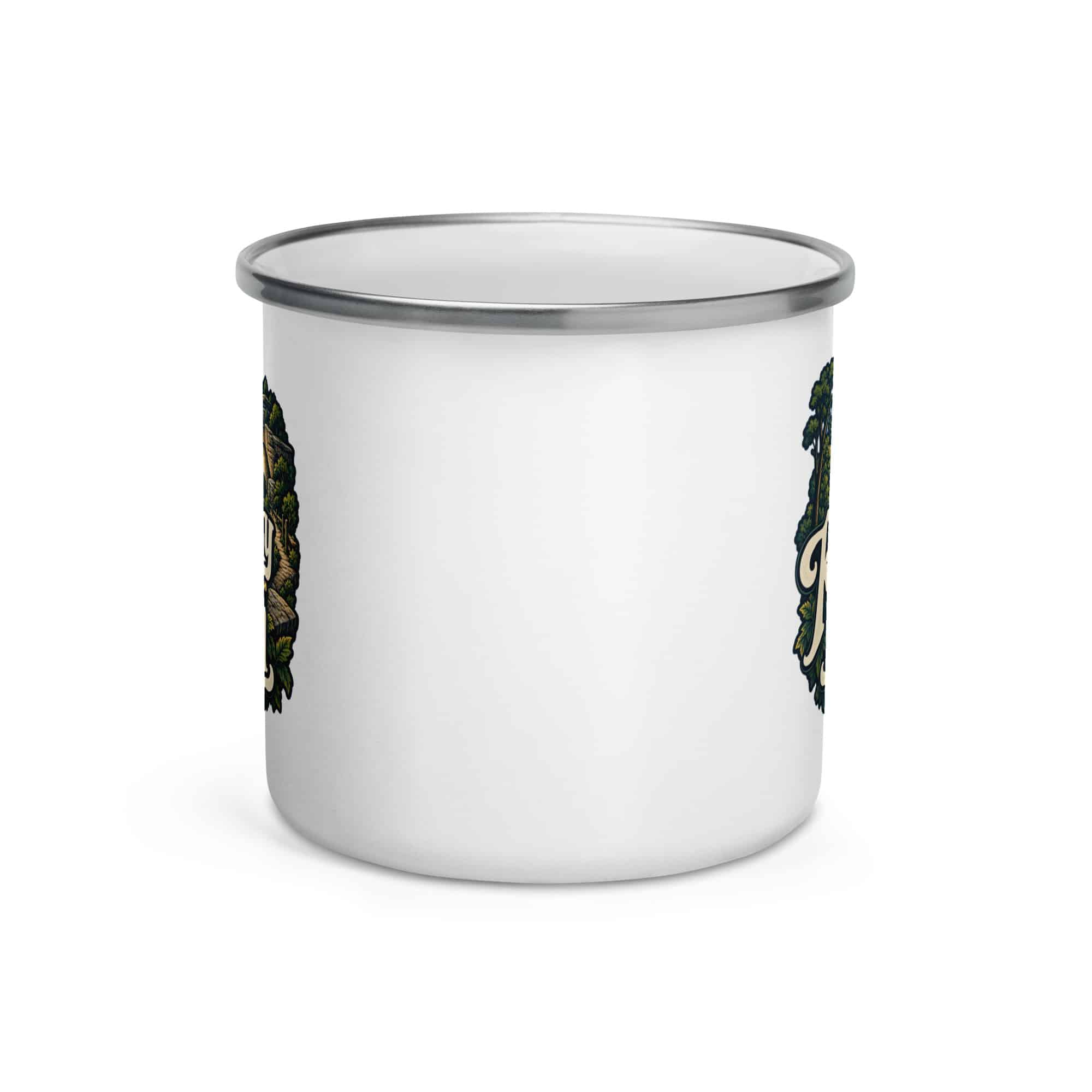 Red River Gorge Enamel Camp Mug: Kentucky Looks Better from the Trail, Woodland Scenic Lettering