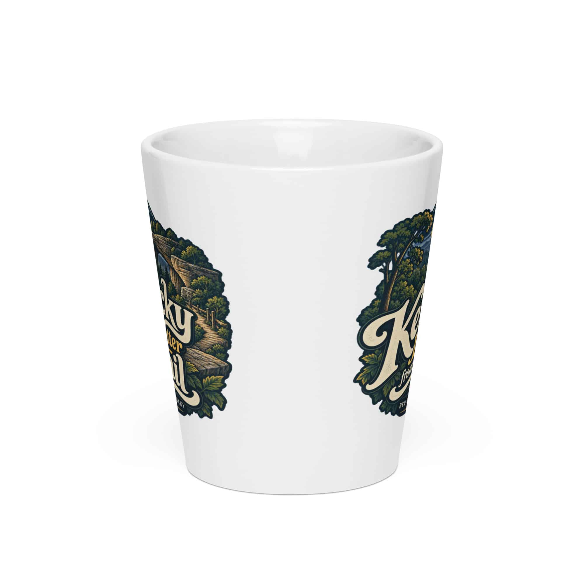 Red River Gorge Latte Mug: Kentucky Looks Better from the Trail, Woodland Scenic Lettering