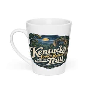 Red River Gorge Latte Mug: Kentucky Looks Better from the Trail, Woodland Scenic Lettering - 12 oz - Main