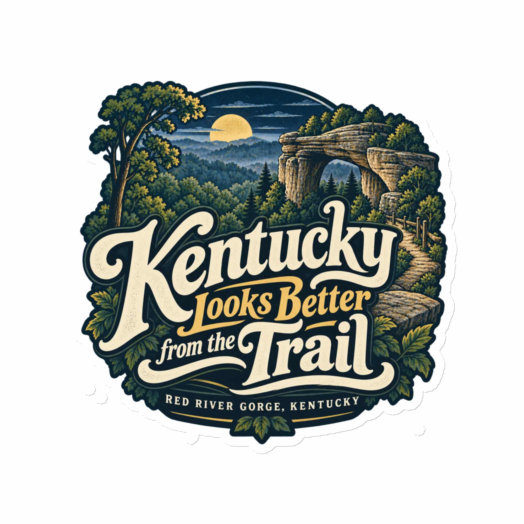 Red River Gorge Die-Cut Magnet: Kentucky Looks Better from the Trail, Woodland Scenic Lettering
