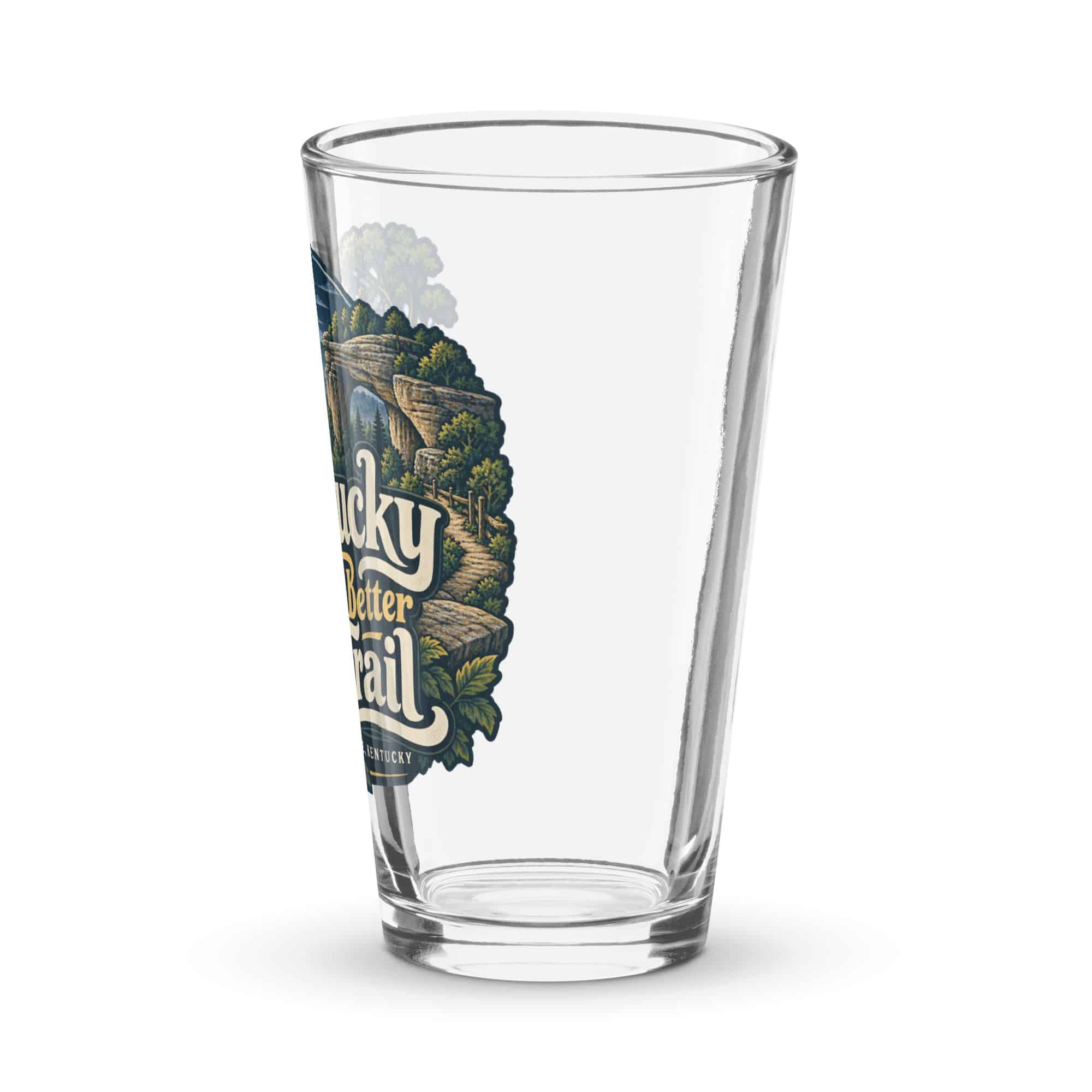 Red River Gorge Pint Glass: Kentucky Looks Better from the Trail, Woodland Scenic Lettering