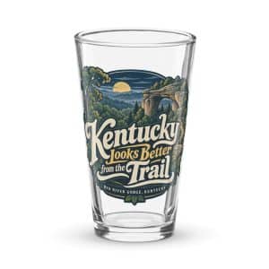 Red River Gorge Pint Glass: Kentucky Looks Better from the Trail, Woodland Scenic Lettering - 16 oz - Main