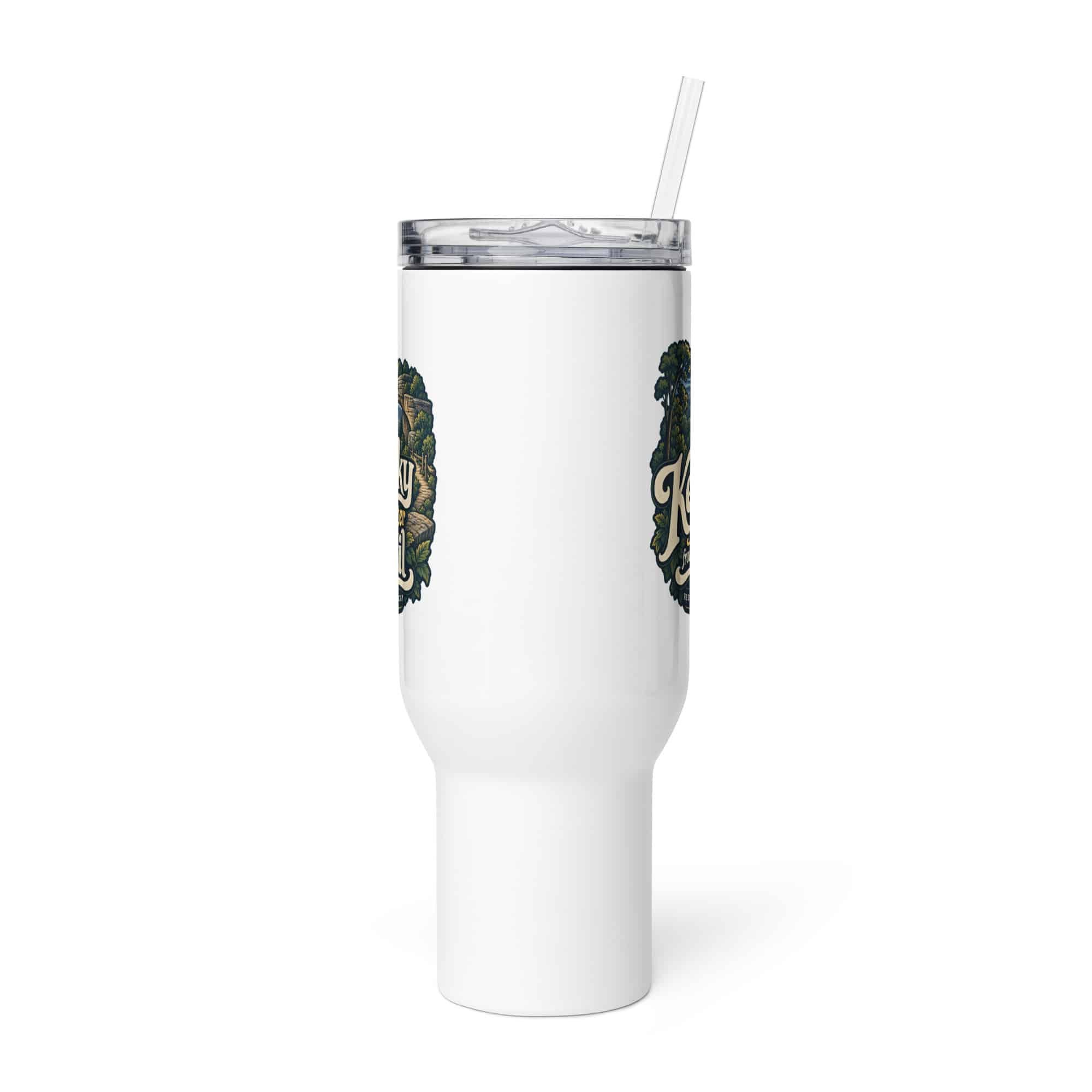 Red River Gorge Travel Mug: Kentucky Looks Better from the Trail, Woodland Scenic Lettering