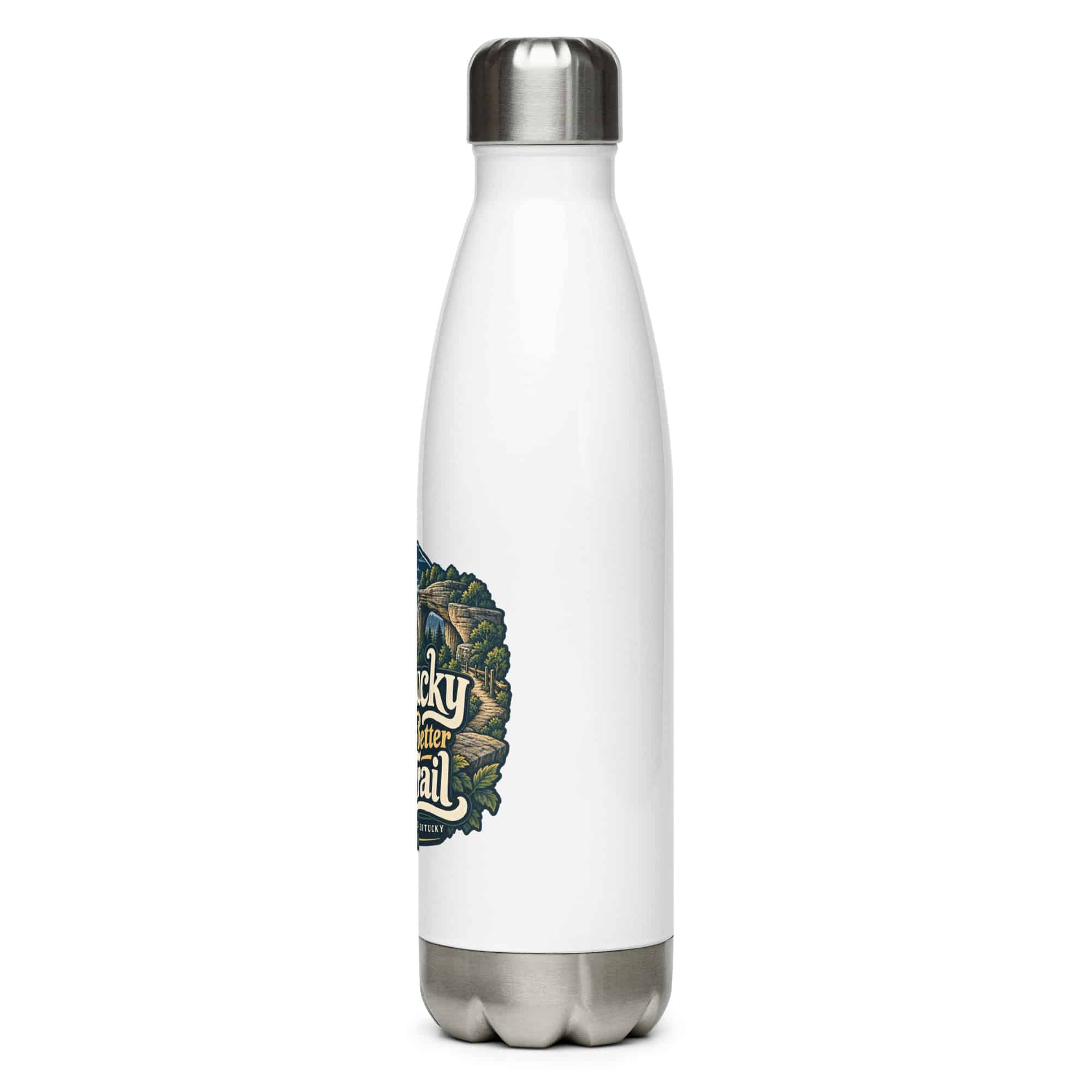 Red River Gorge Stainless Steel Water Bottle: Kentucky Looks Better from the Trail, Woodland Scenic Lettering