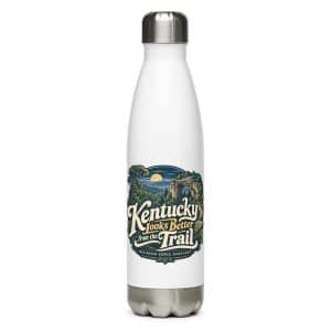 Red River Gorge Stainless Steel Water Bottle: Kentucky Looks Better from the Trail, Woodland Scenic Lettering - 17 oz - Main