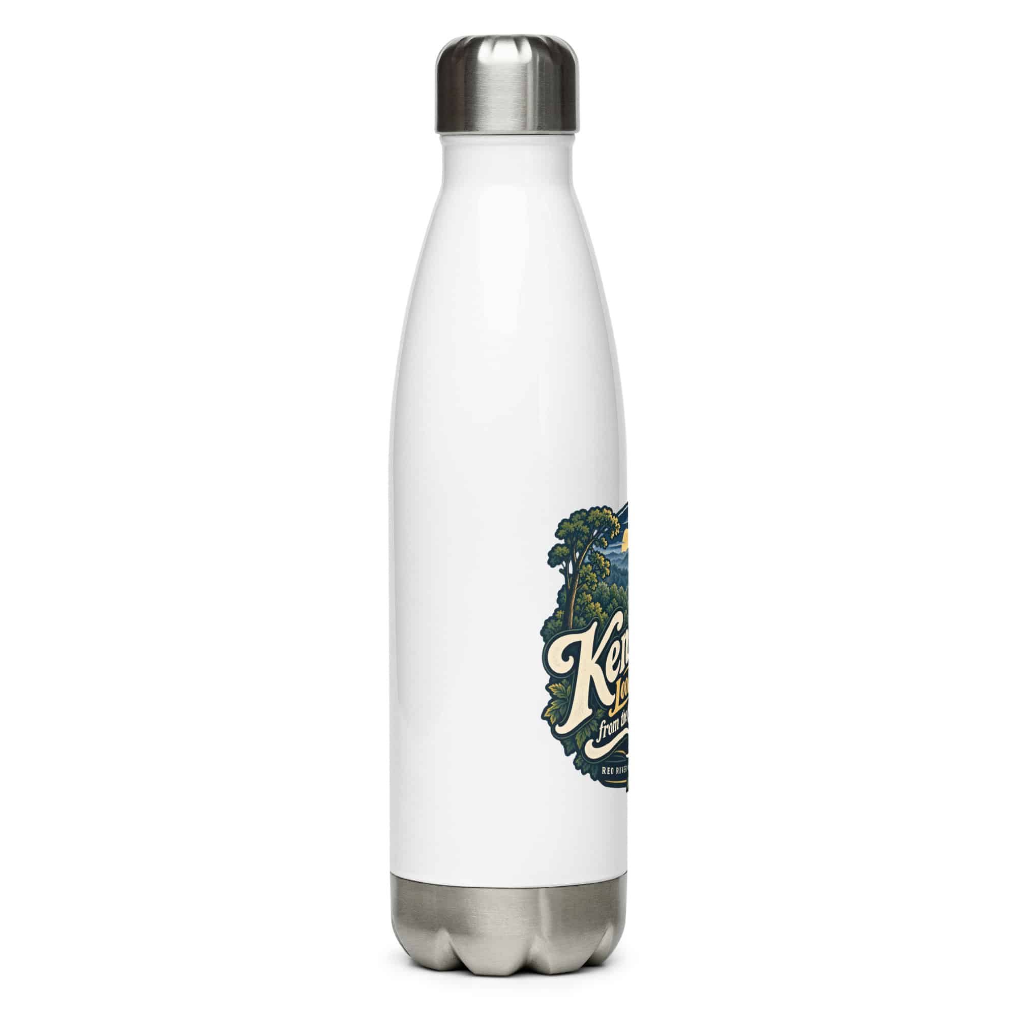Red River Gorge Stainless Steel Water Bottle: Kentucky Looks Better from the Trail, Woodland Scenic Lettering