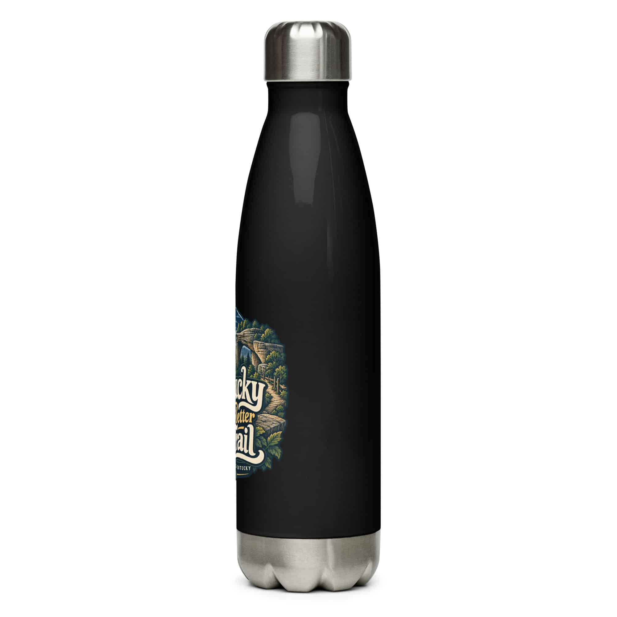 Red River Gorge Stainless Steel Water Bottle: Kentucky Looks Better from the Trail, Woodland Scenic Lettering