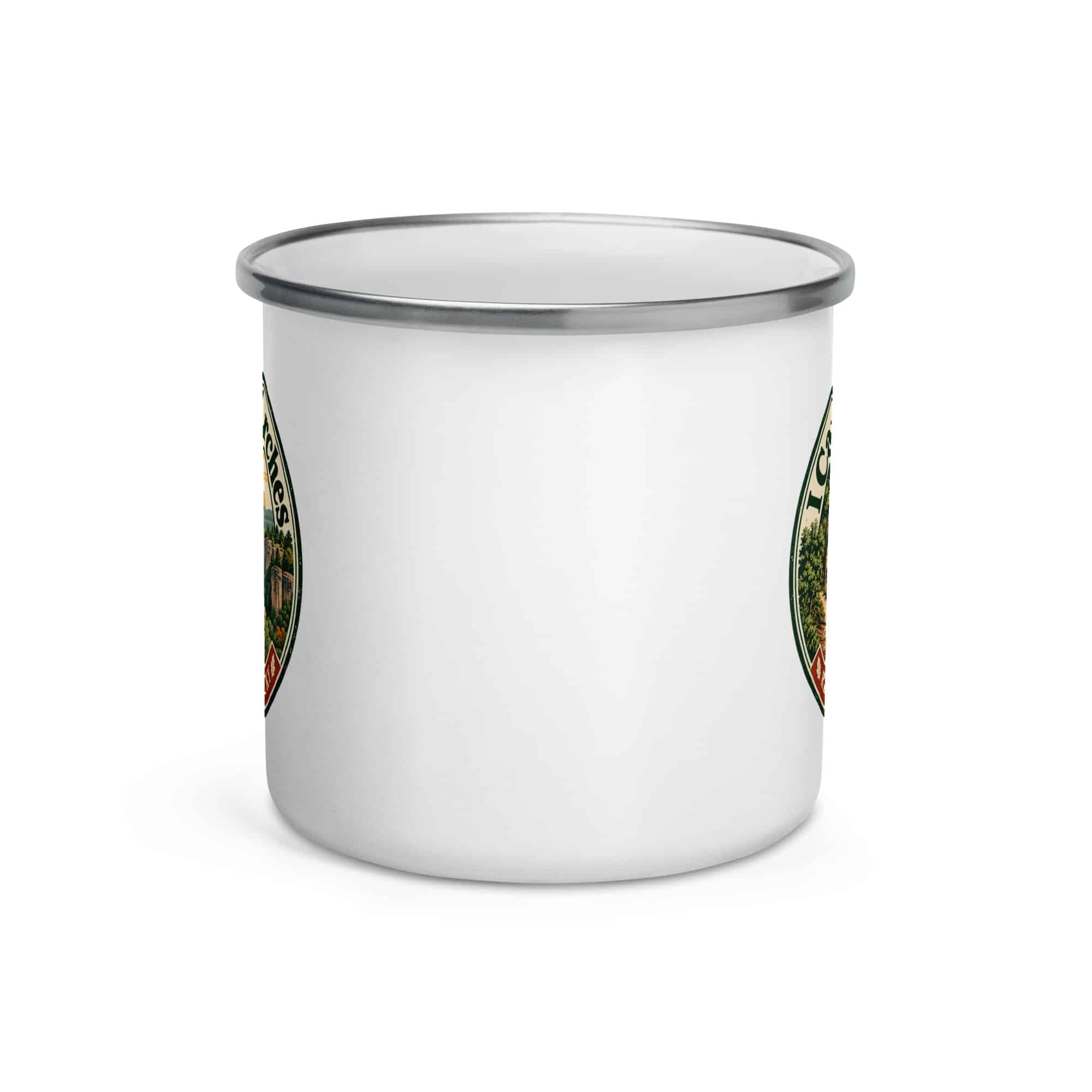 Red River Gorge Enamel Camp Mug: I Came for the Arches, Vintage Round Badge