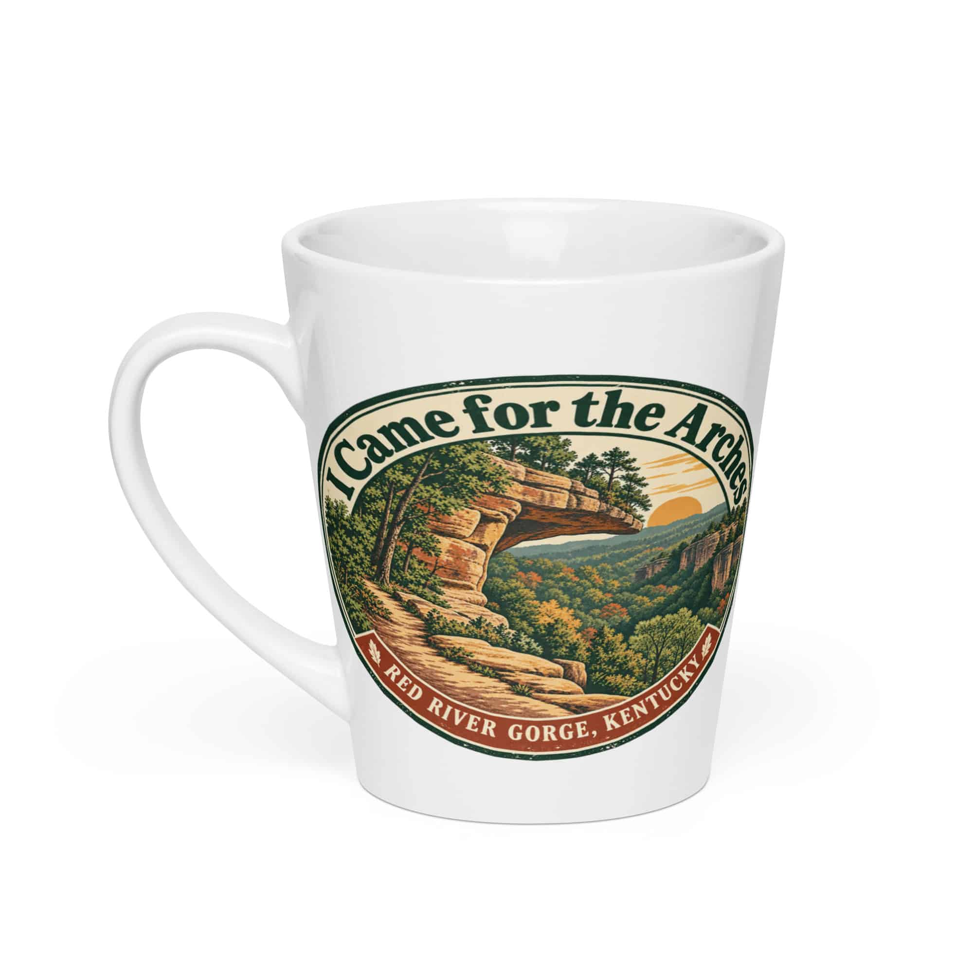 Red River Gorge Latte Mug: I Came for the Arches, Vintage Round Badge
