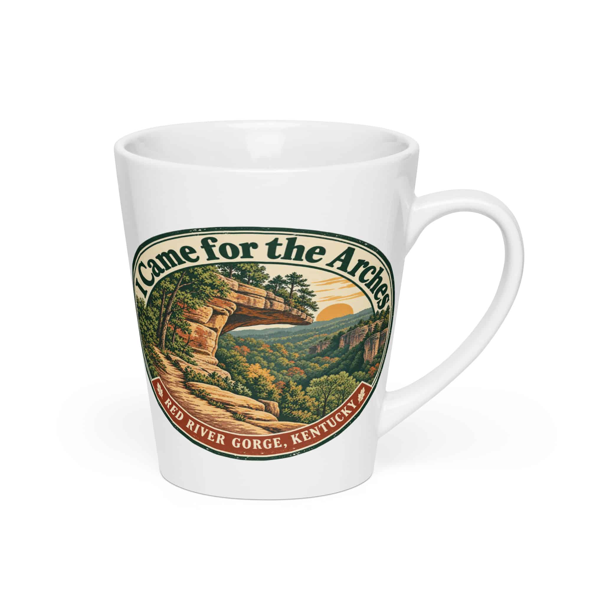 Red River Gorge Latte Mug: I Came for the Arches, Vintage Round Badge