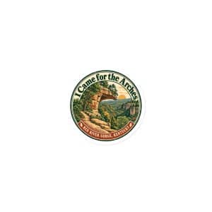 Red River Gorge Die-Cut Magnet: I Came for the Arches, Vintage Round Badge - 3″×3″ - Main