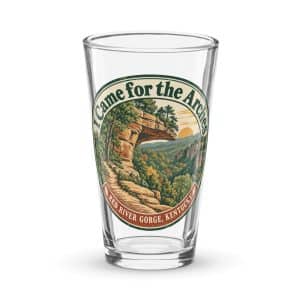 Red River Gorge Pint Glass: I Came for the Arches, Vintage Round Badge - 16 oz - Main