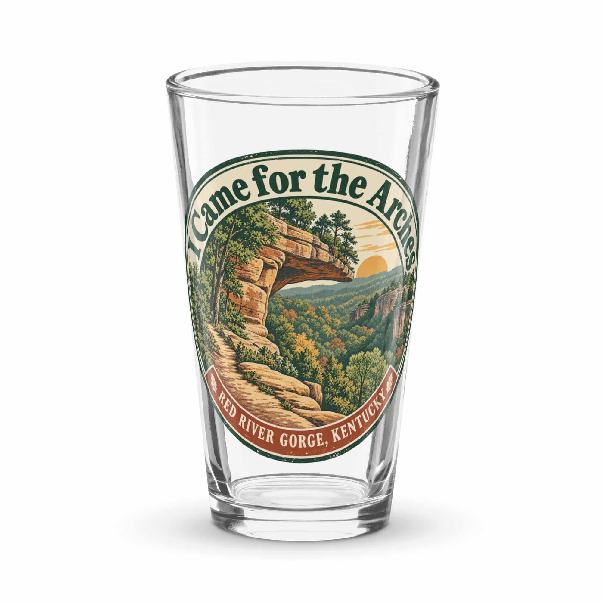 Red River Gorge Pint Glass: I Came for the Arches, Vintage Round Badge