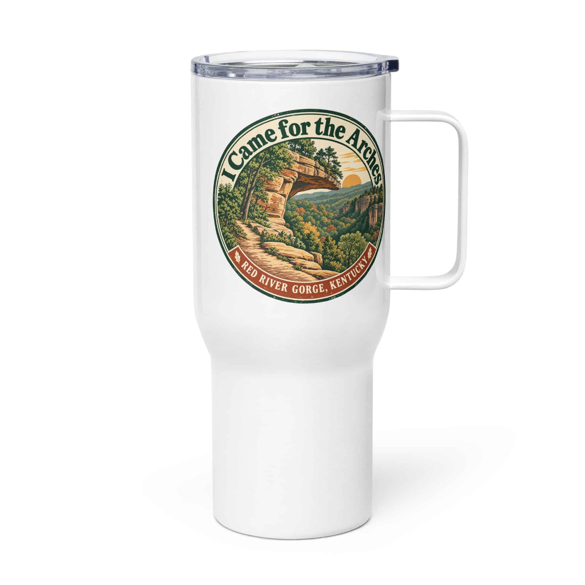 Red River Gorge Travel Mug: I Came for the Arches, Vintage Round Badge