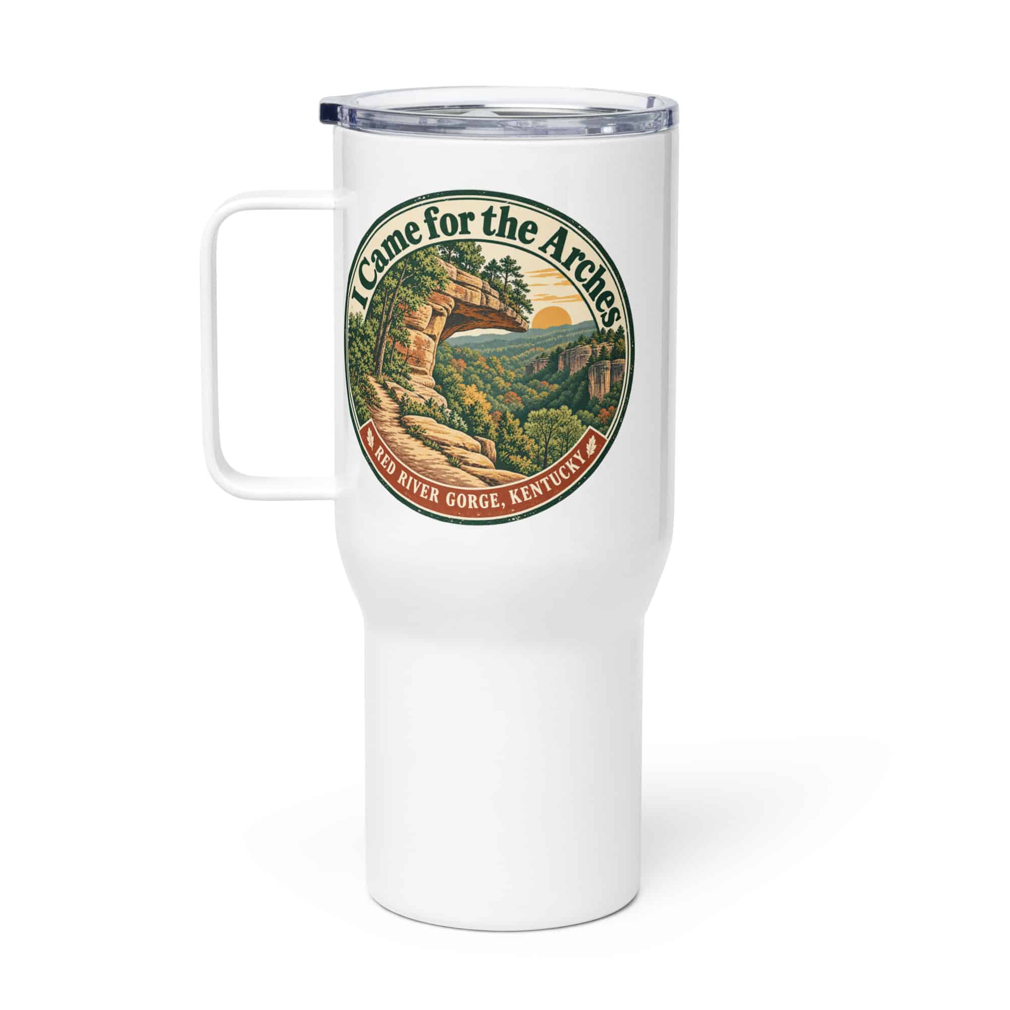 Red River Gorge Travel Mug: I Came for the Arches, Vintage Round Badge