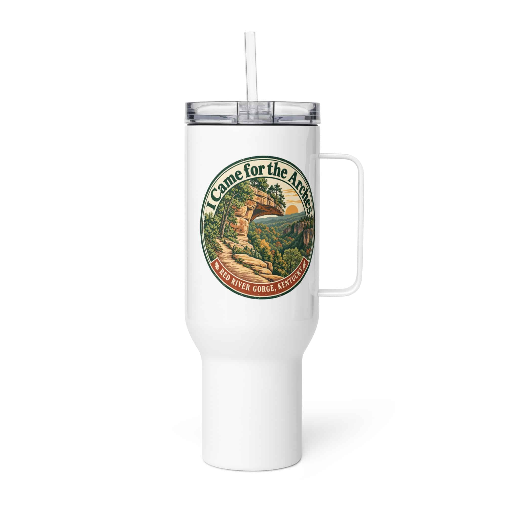 Red River Gorge Travel Mug: I Came for the Arches, Vintage Round Badge