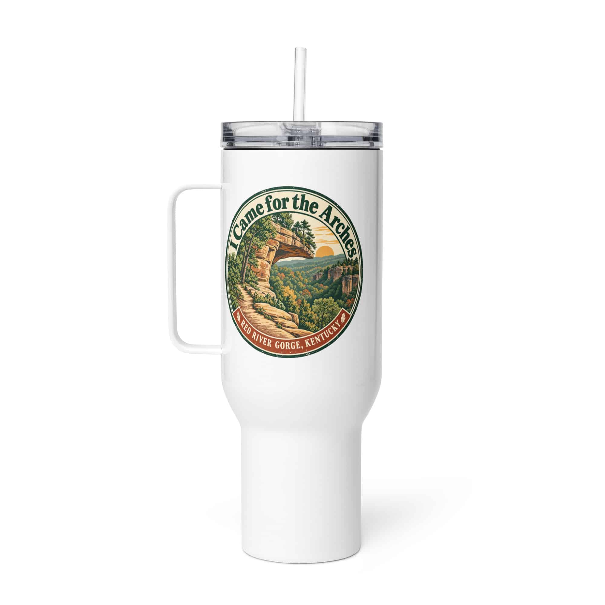 Red River Gorge Travel Mug: I Came for the Arches, Vintage Round Badge