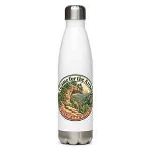 Red River Gorge Stainless Steel Water Bottle: I Came for the Arches, Vintage Round Badge - 17 oz - Main