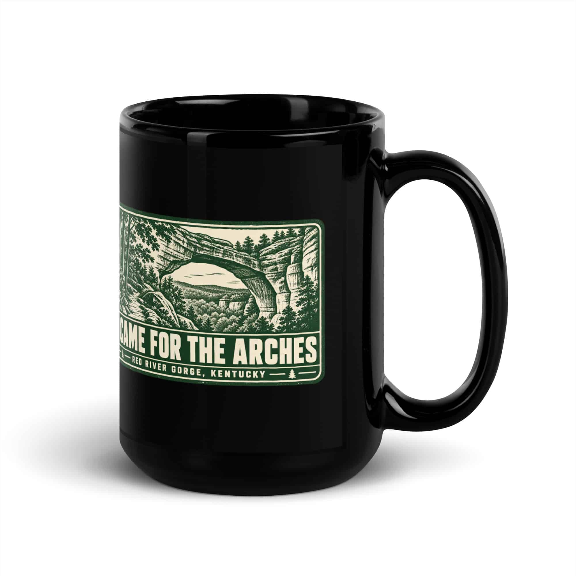 Red River Gorge Black Coffee Mug: I Came for the Arches, Forest Ink Stamp
