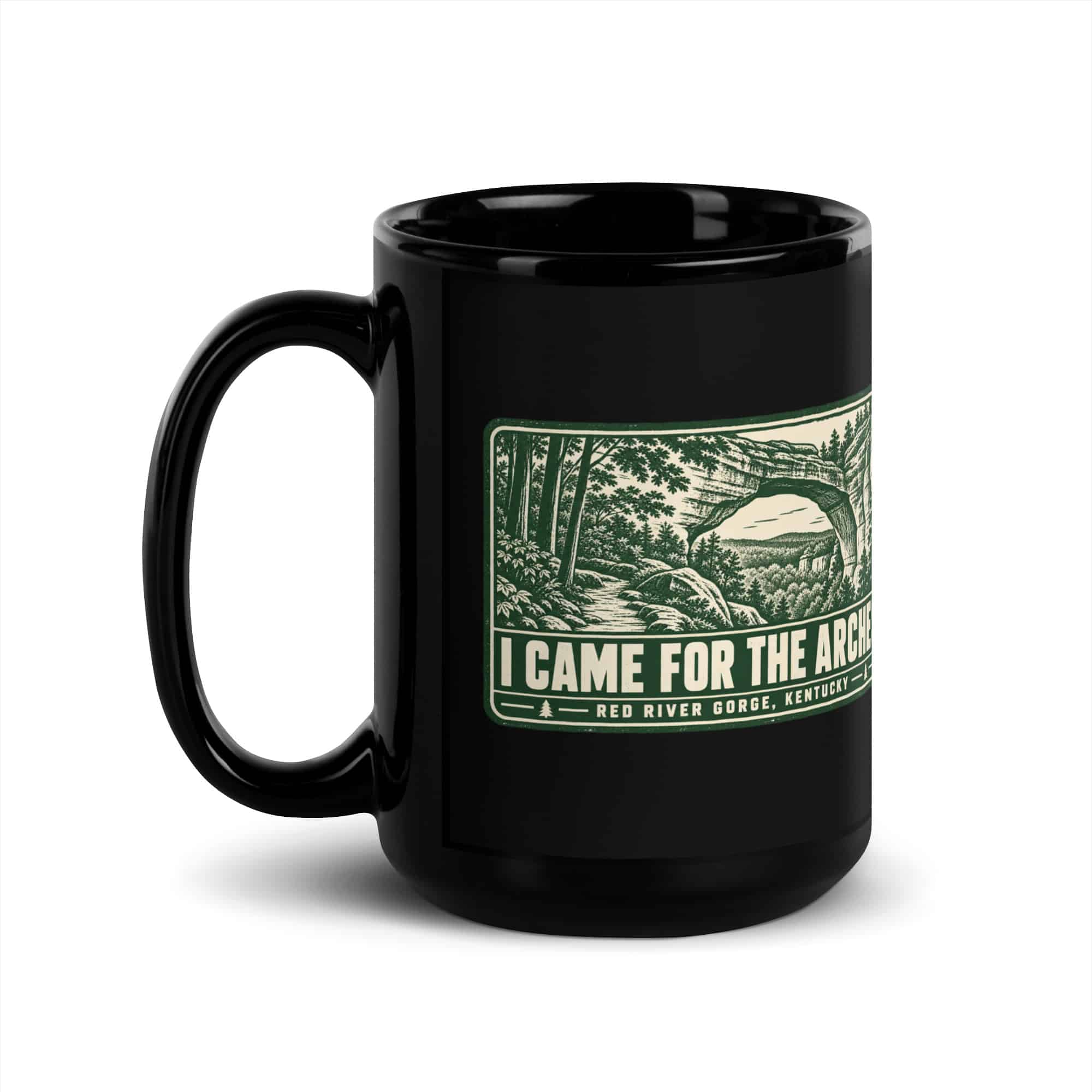 Red River Gorge Black Coffee Mug: I Came for the Arches, Forest Ink Stamp