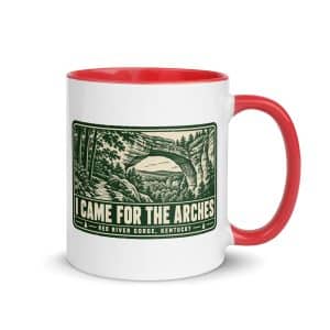 Red River Gorge Color Inside Coffee Mug: I Came for the Arches, Forest Ink Stamp - 11 oz - Main