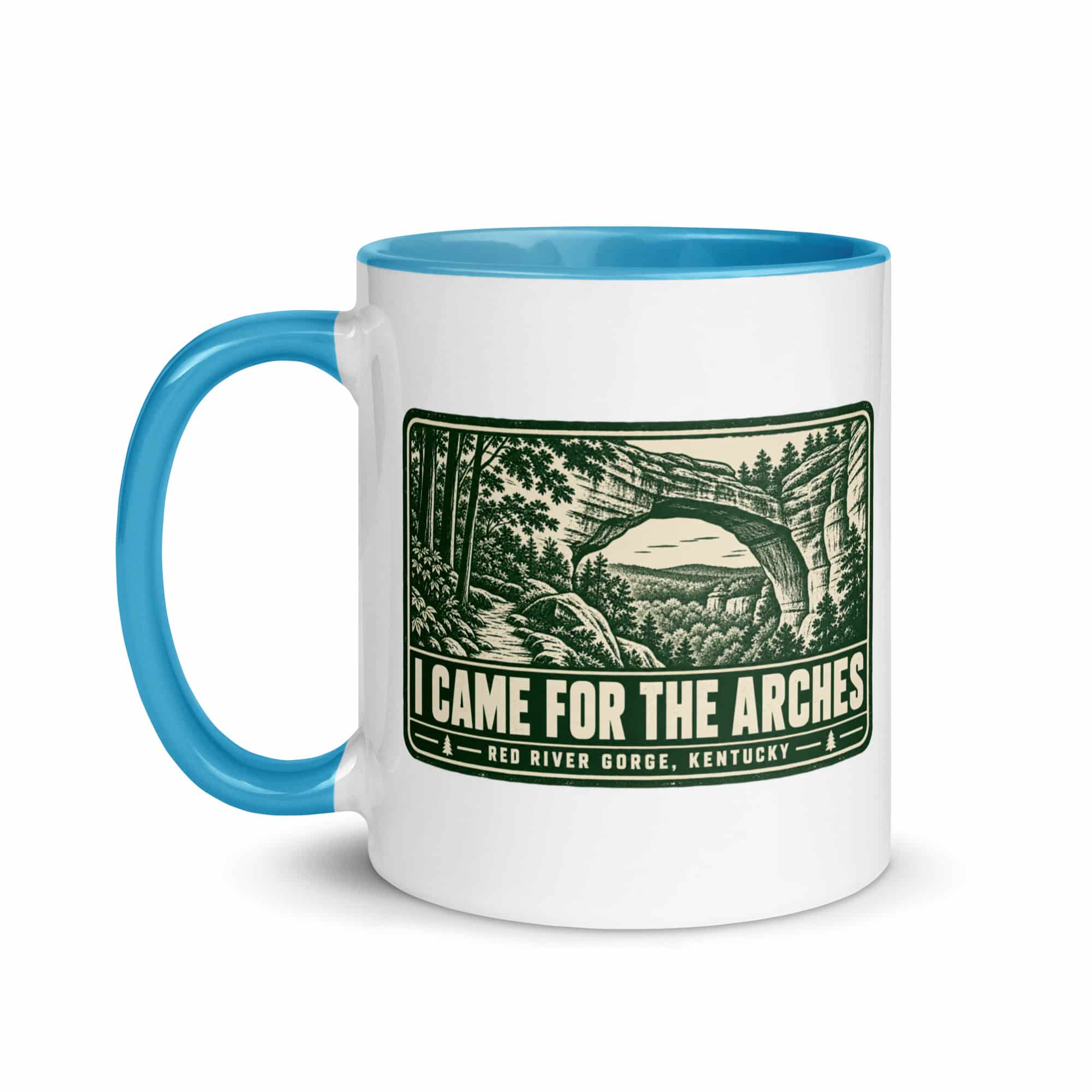 Red River Gorge Color Inside Coffee Mug: I Came for the Arches, Forest Ink Stamp