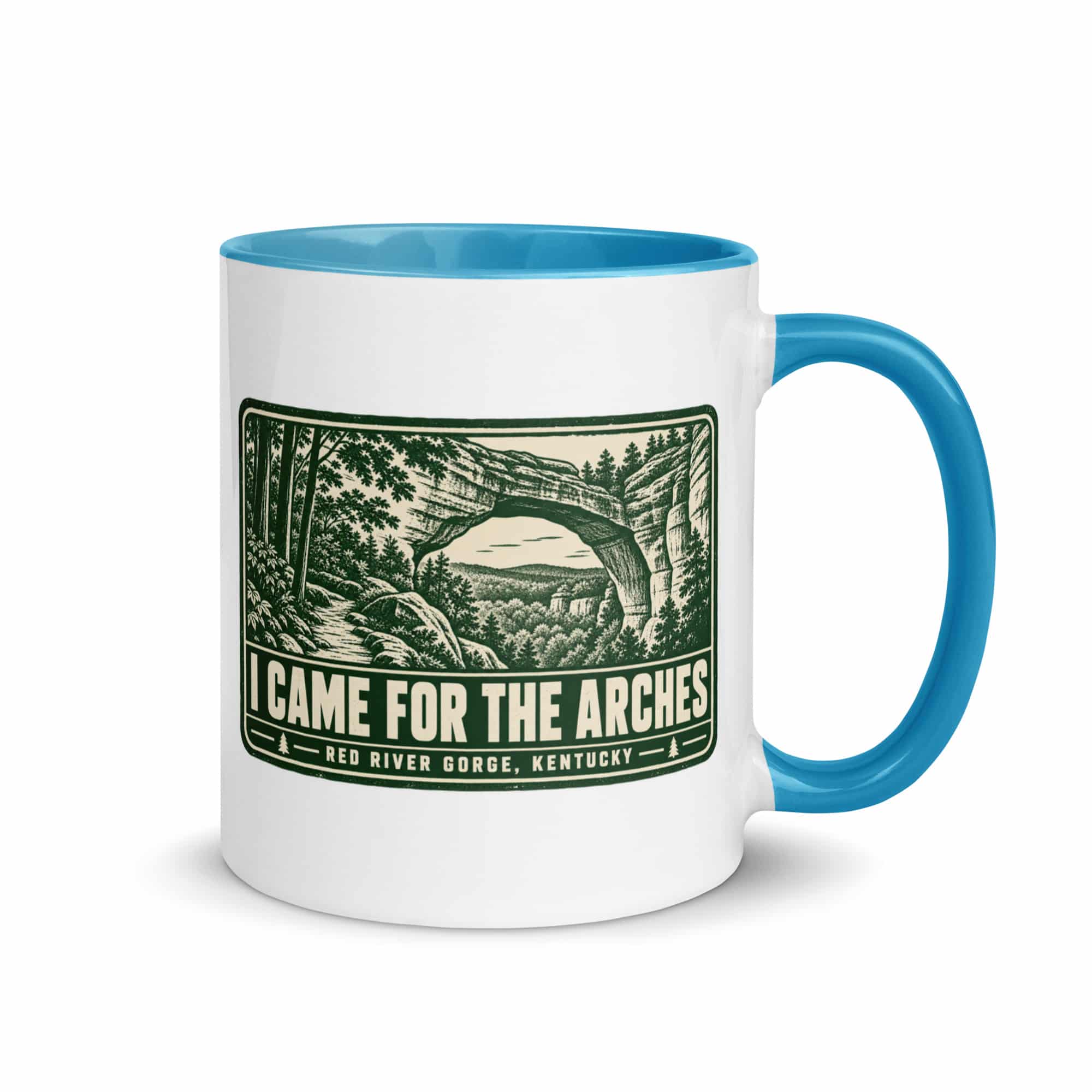 Red River Gorge Color Inside Coffee Mug: I Came for the Arches, Forest Ink Stamp