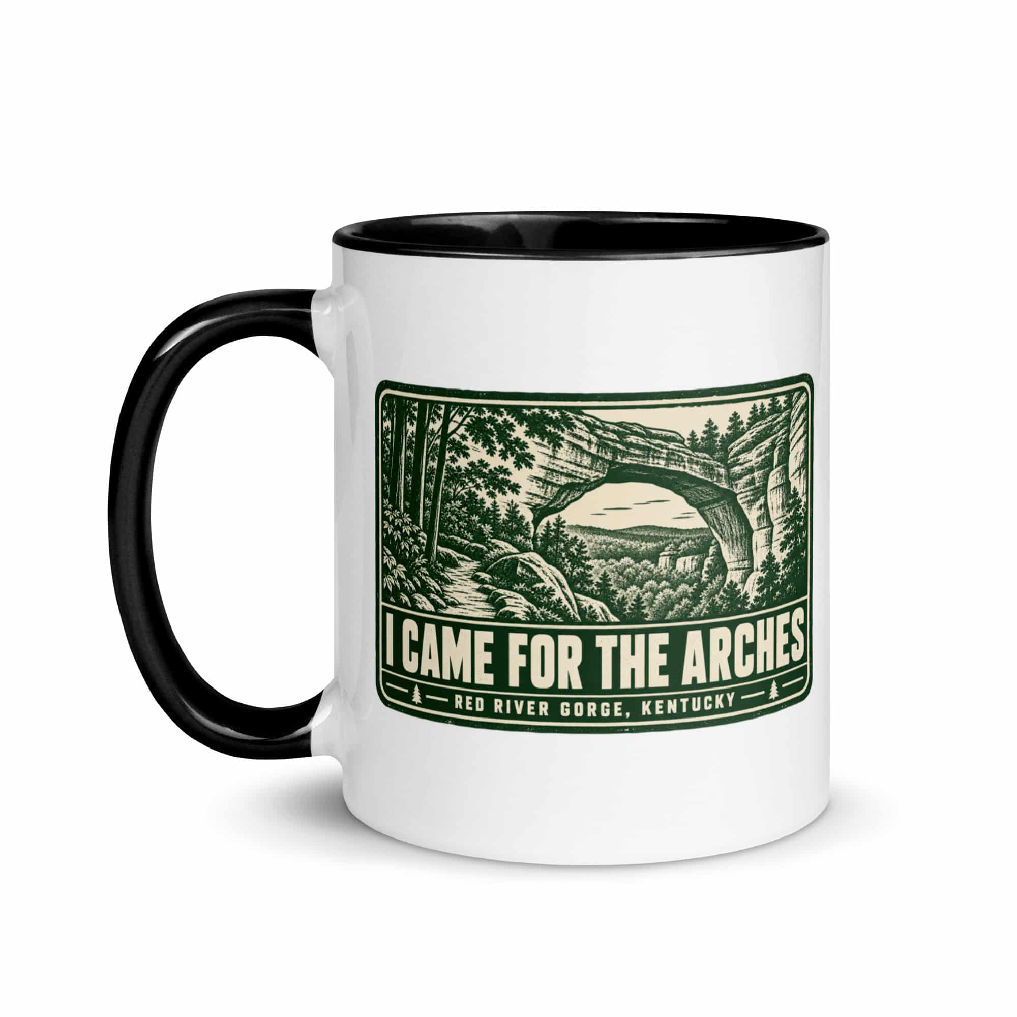 Red River Gorge Color Inside Coffee Mug: I Came for the Arches, Forest Ink Stamp
