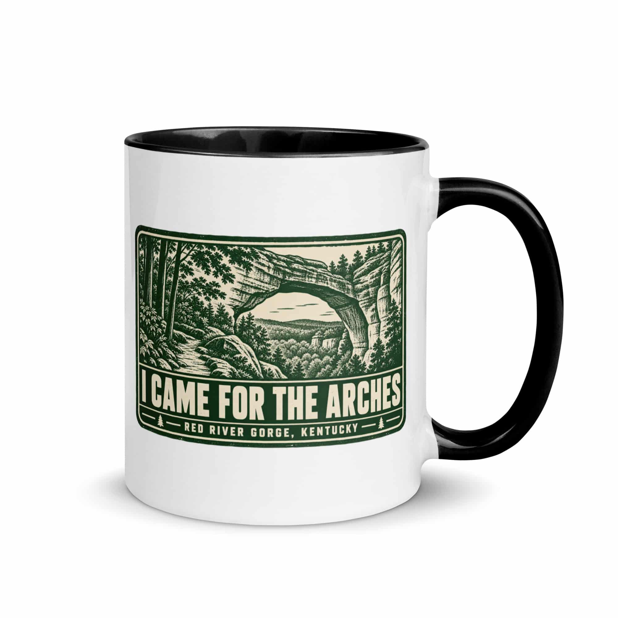 Red River Gorge Color Inside Coffee Mug: I Came for the Arches, Forest Ink Stamp