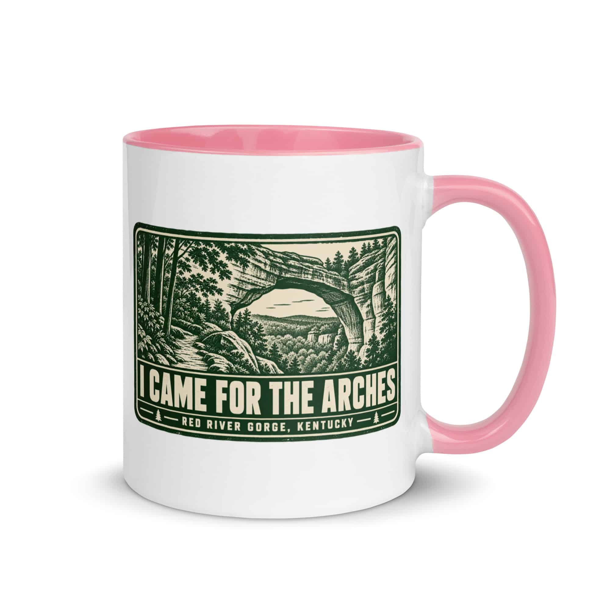 Red River Gorge Color Inside Coffee Mug: I Came for the Arches, Forest Ink Stamp