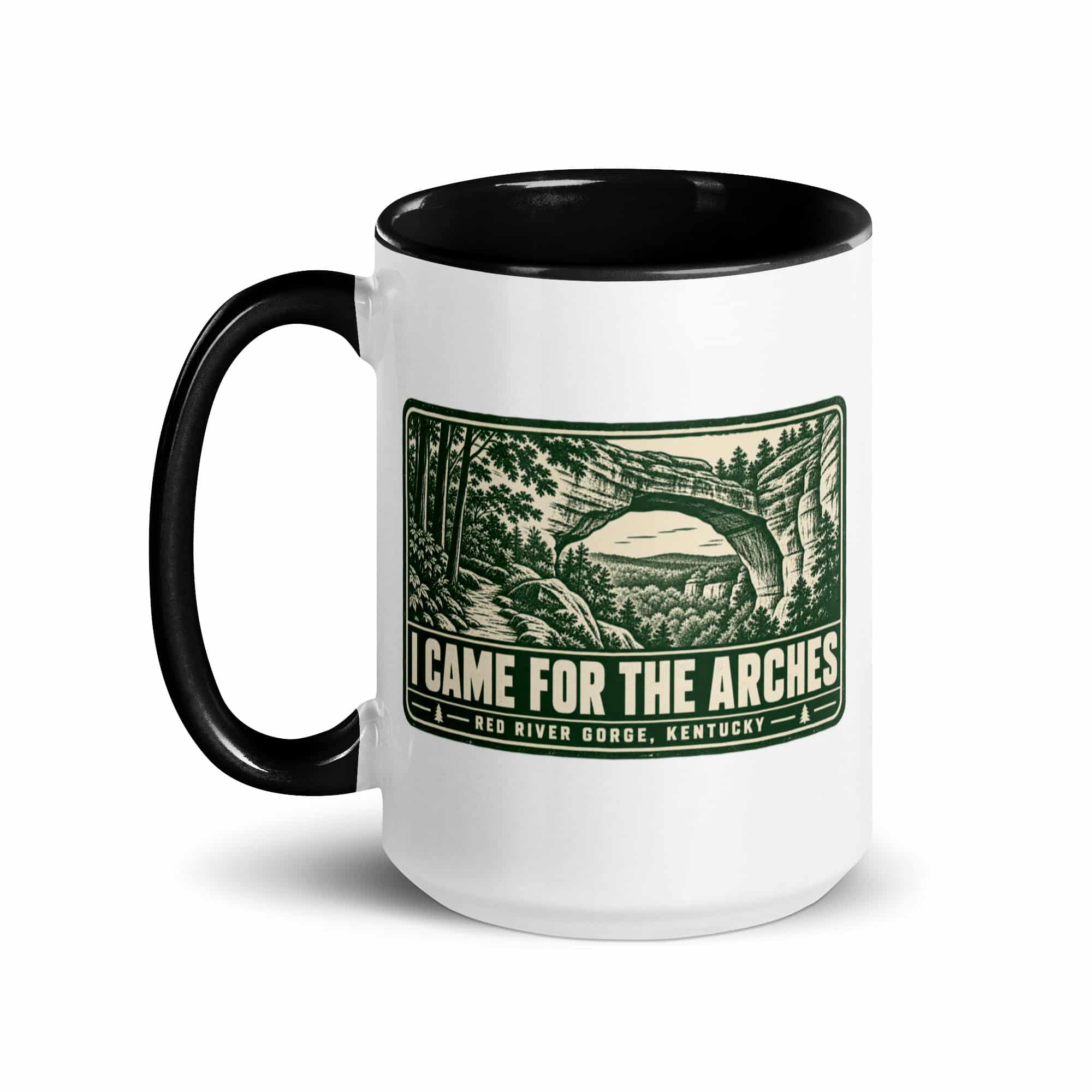 Red River Gorge Color Inside Coffee Mug: I Came for the Arches, Forest Ink Stamp
