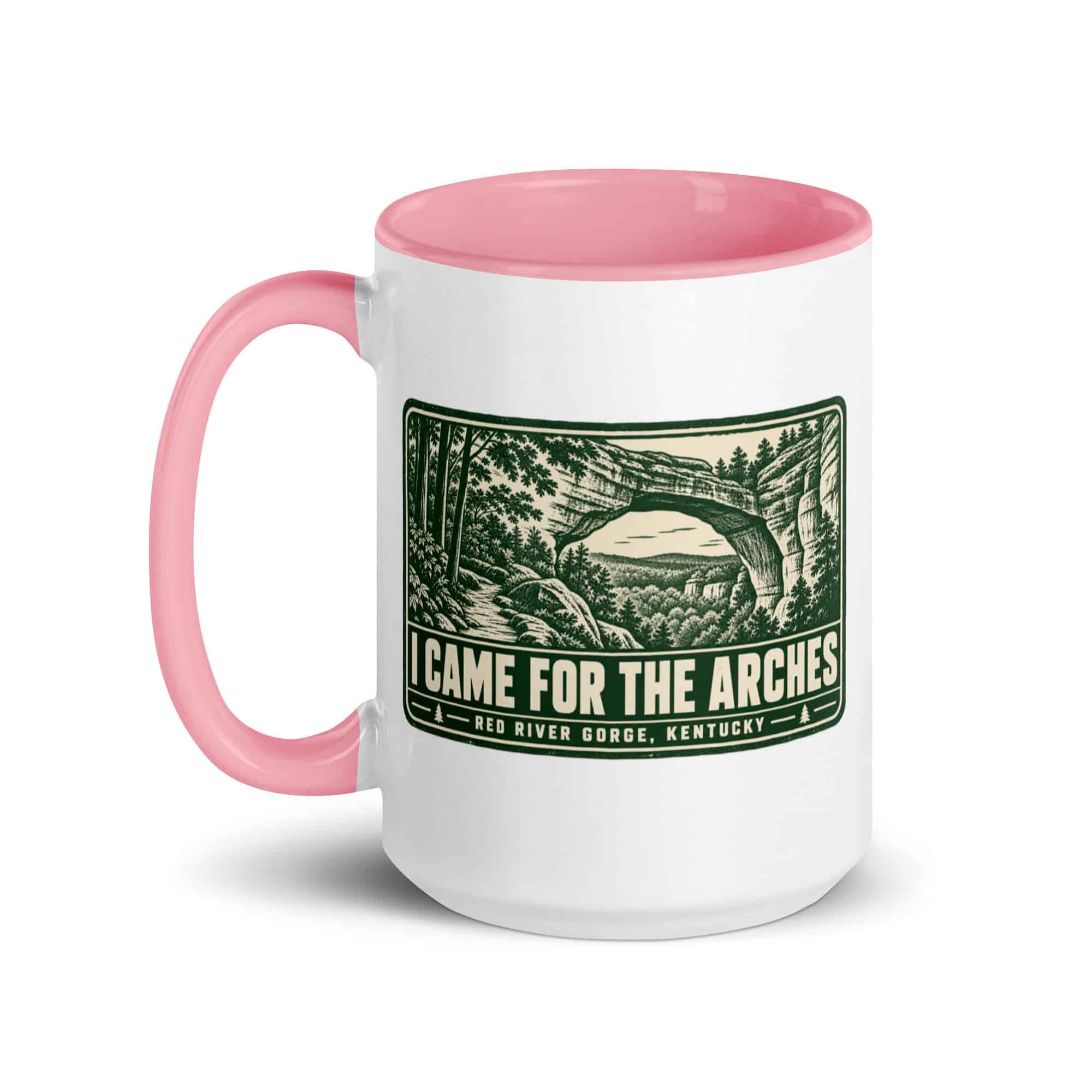 Red River Gorge Color Inside Coffee Mug: I Came for the Arches, Forest Ink Stamp