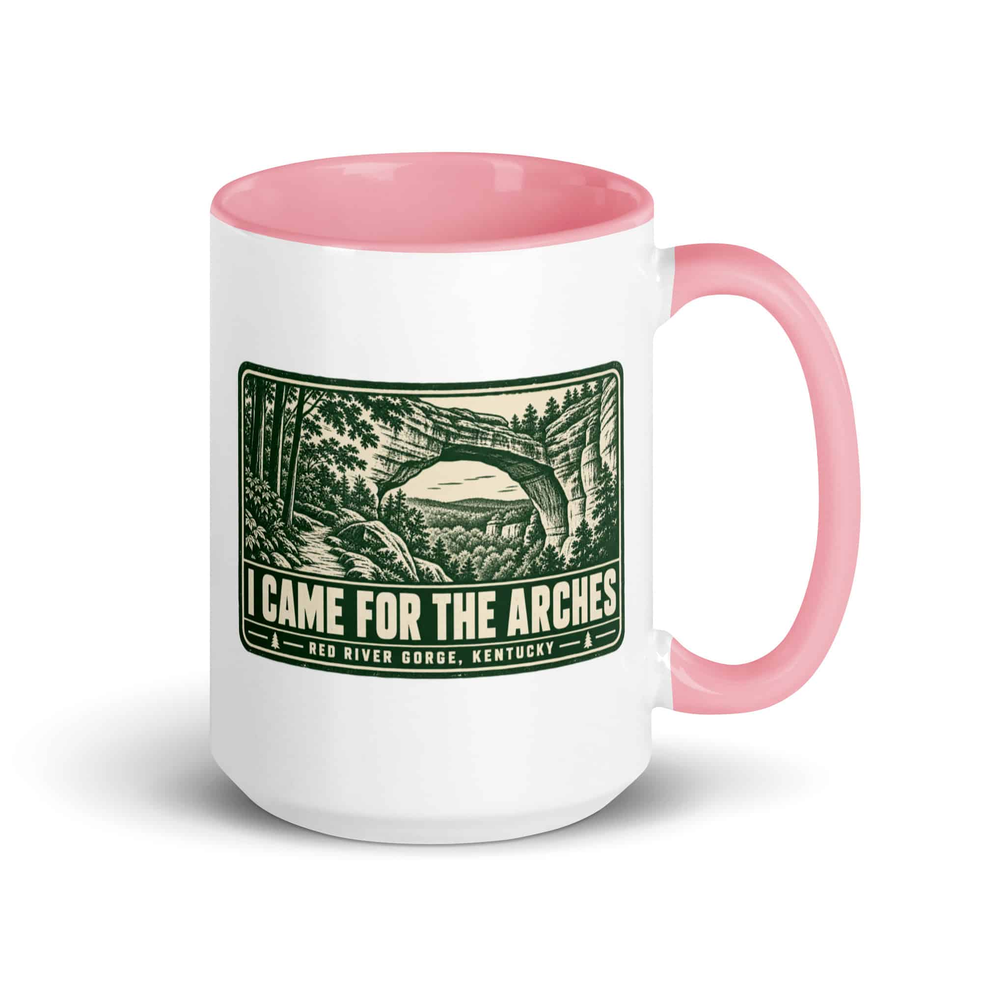 Red River Gorge Color Inside Coffee Mug: I Came for the Arches, Forest Ink Stamp