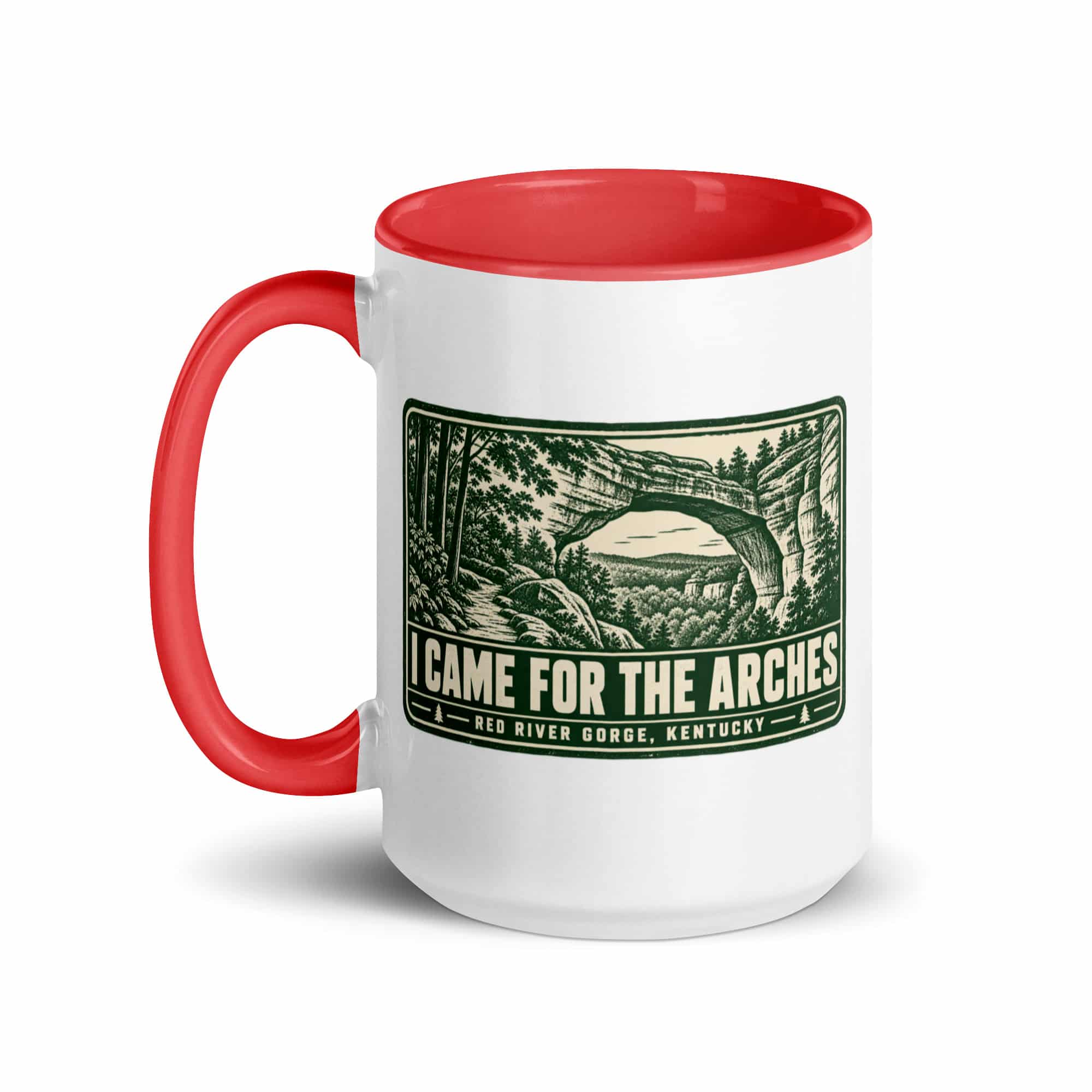 Red River Gorge Color Inside Coffee Mug: I Came for the Arches, Forest Ink Stamp