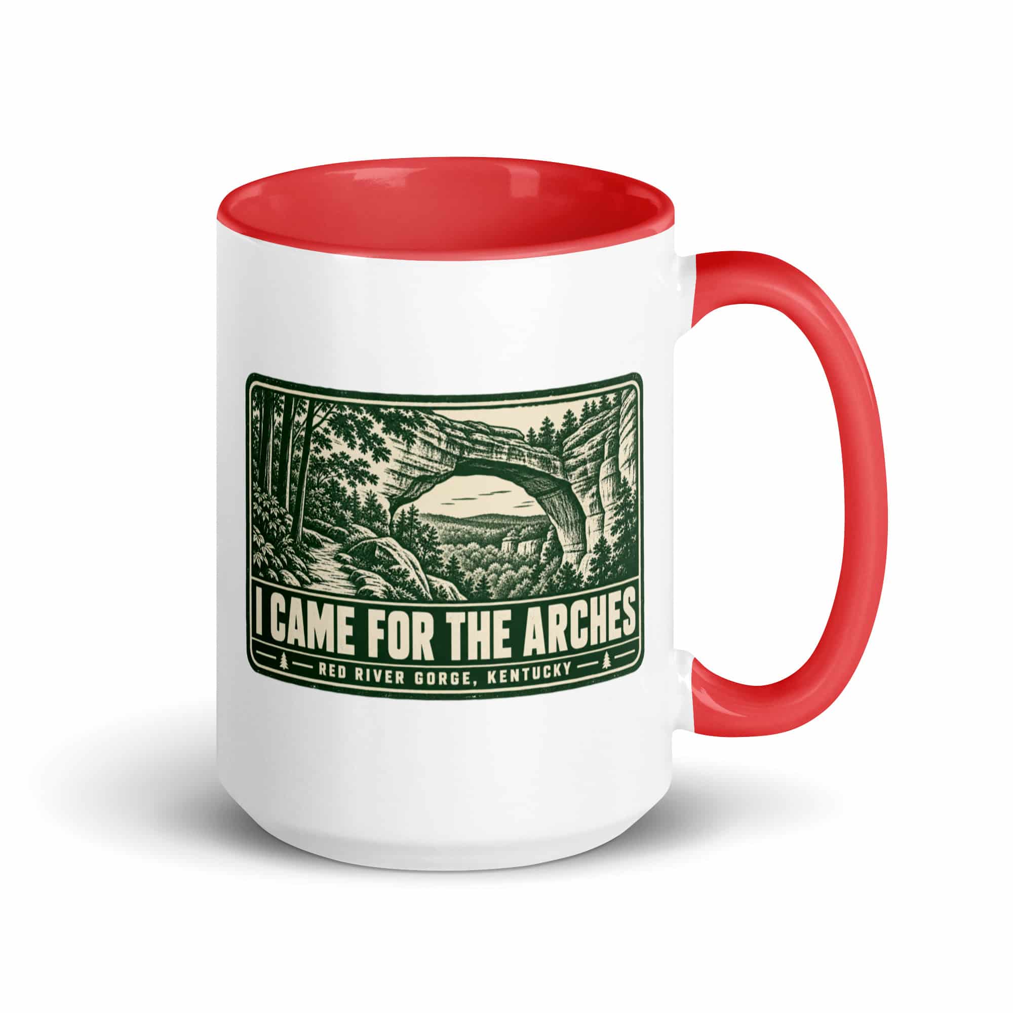 Red River Gorge Color Inside Coffee Mug: I Came for the Arches, Forest Ink Stamp