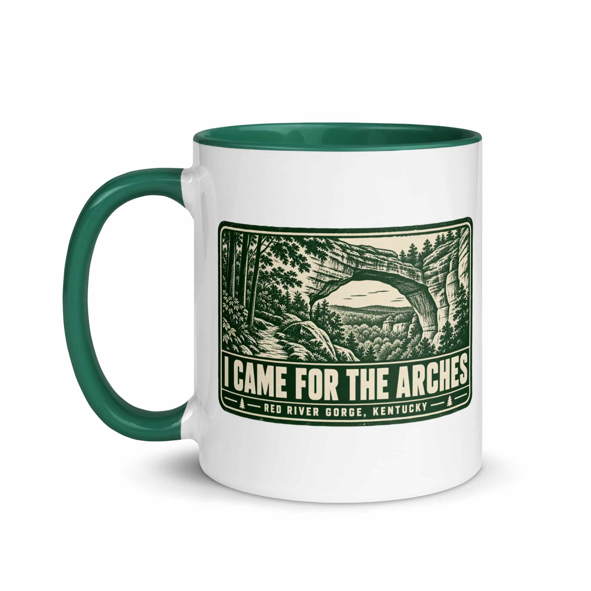 Red River Gorge Color Inside Coffee Mug: I Came for the Arches, Forest Ink Stamp