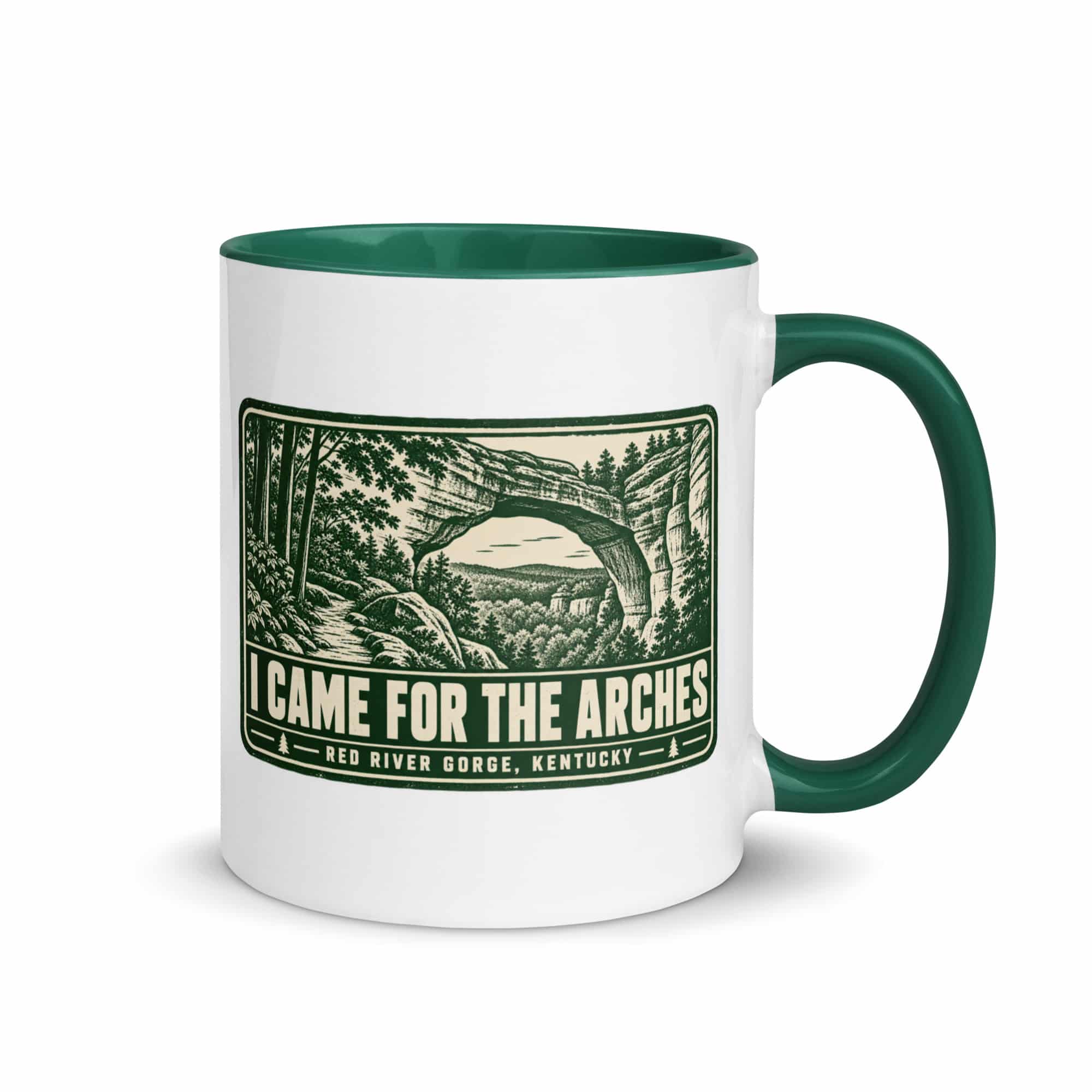 Red River Gorge Color Inside Coffee Mug: I Came for the Arches, Forest Ink Stamp