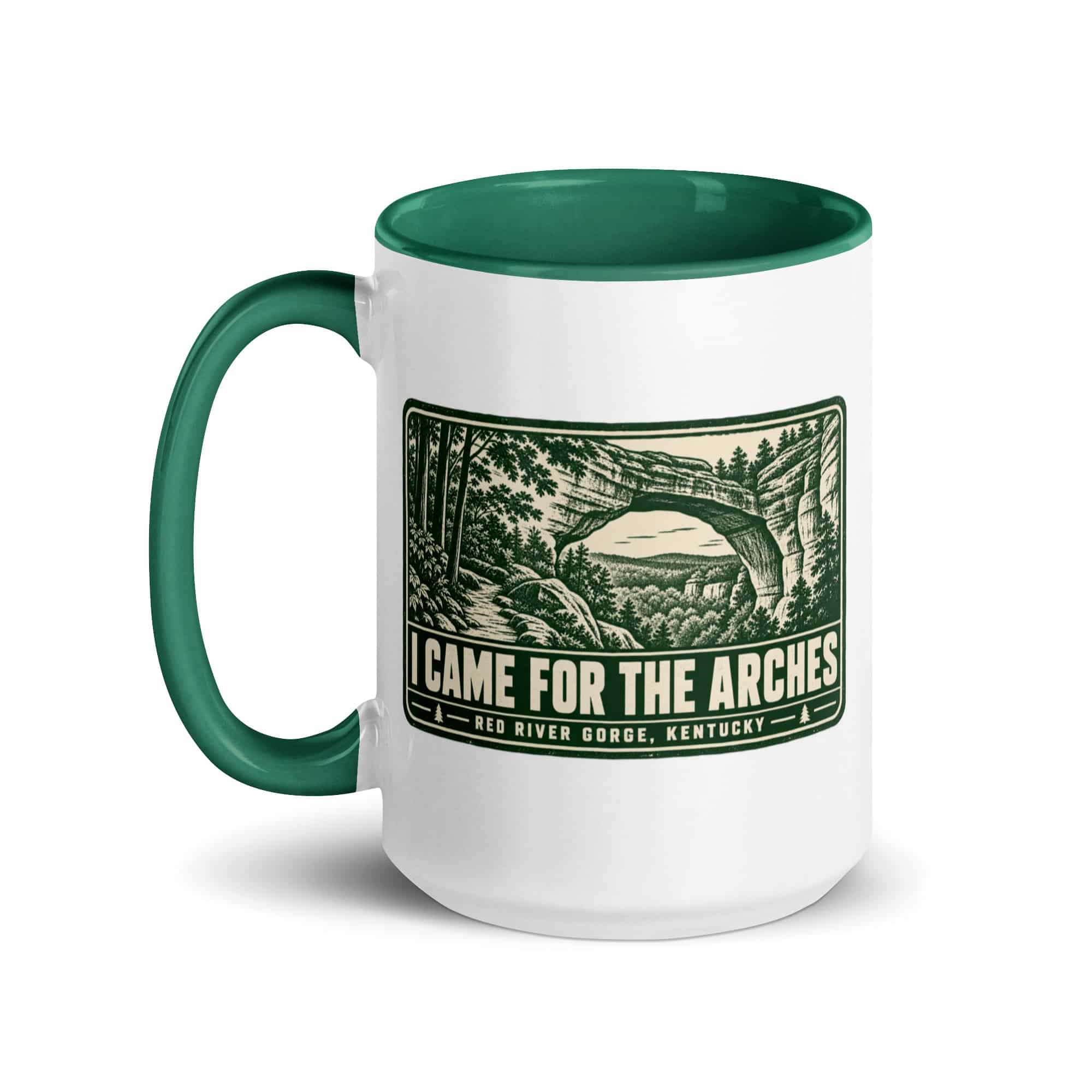 Red River Gorge Color Inside Coffee Mug: I Came for the Arches, Forest Ink Stamp