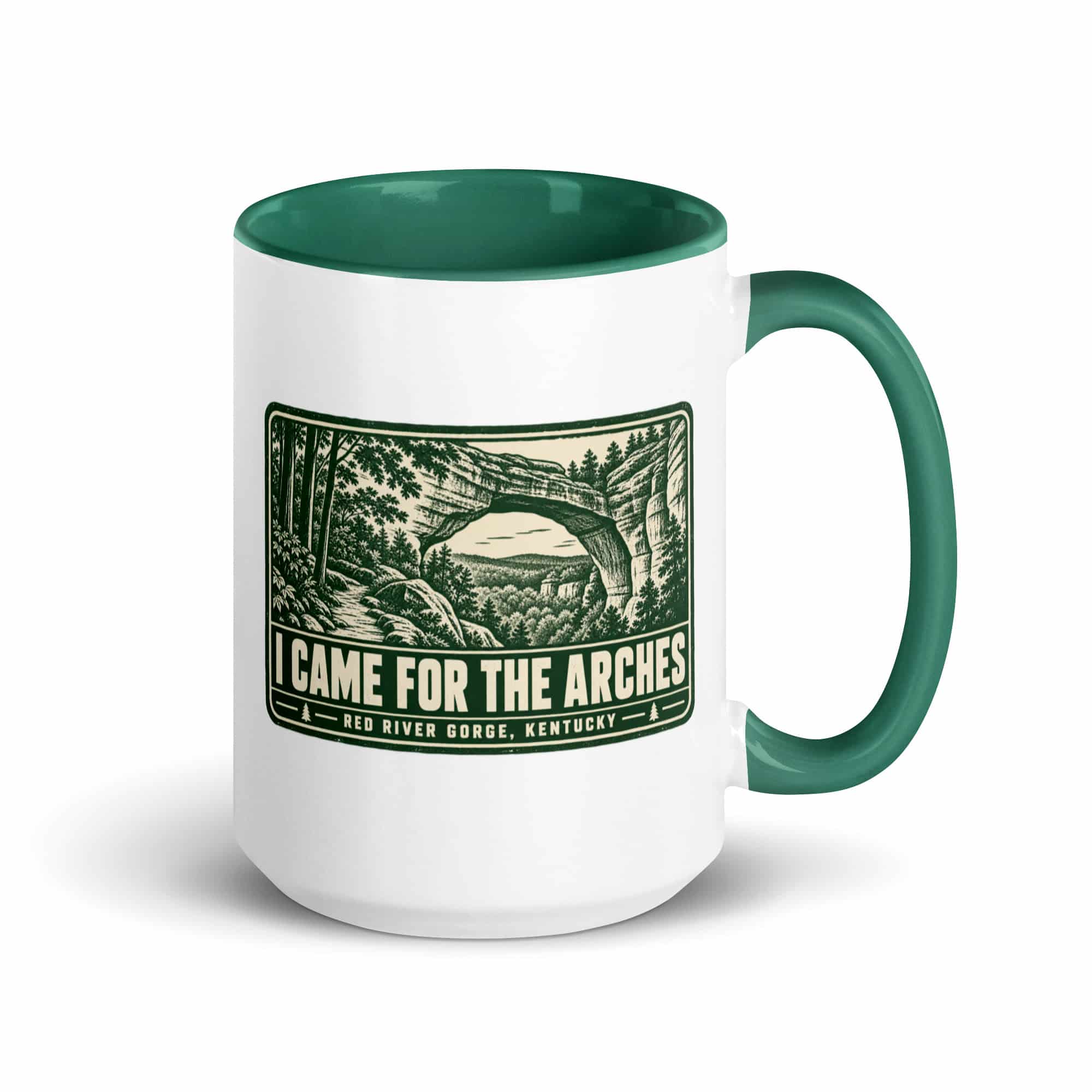 Red River Gorge Color Inside Coffee Mug: I Came for the Arches, Forest Ink Stamp