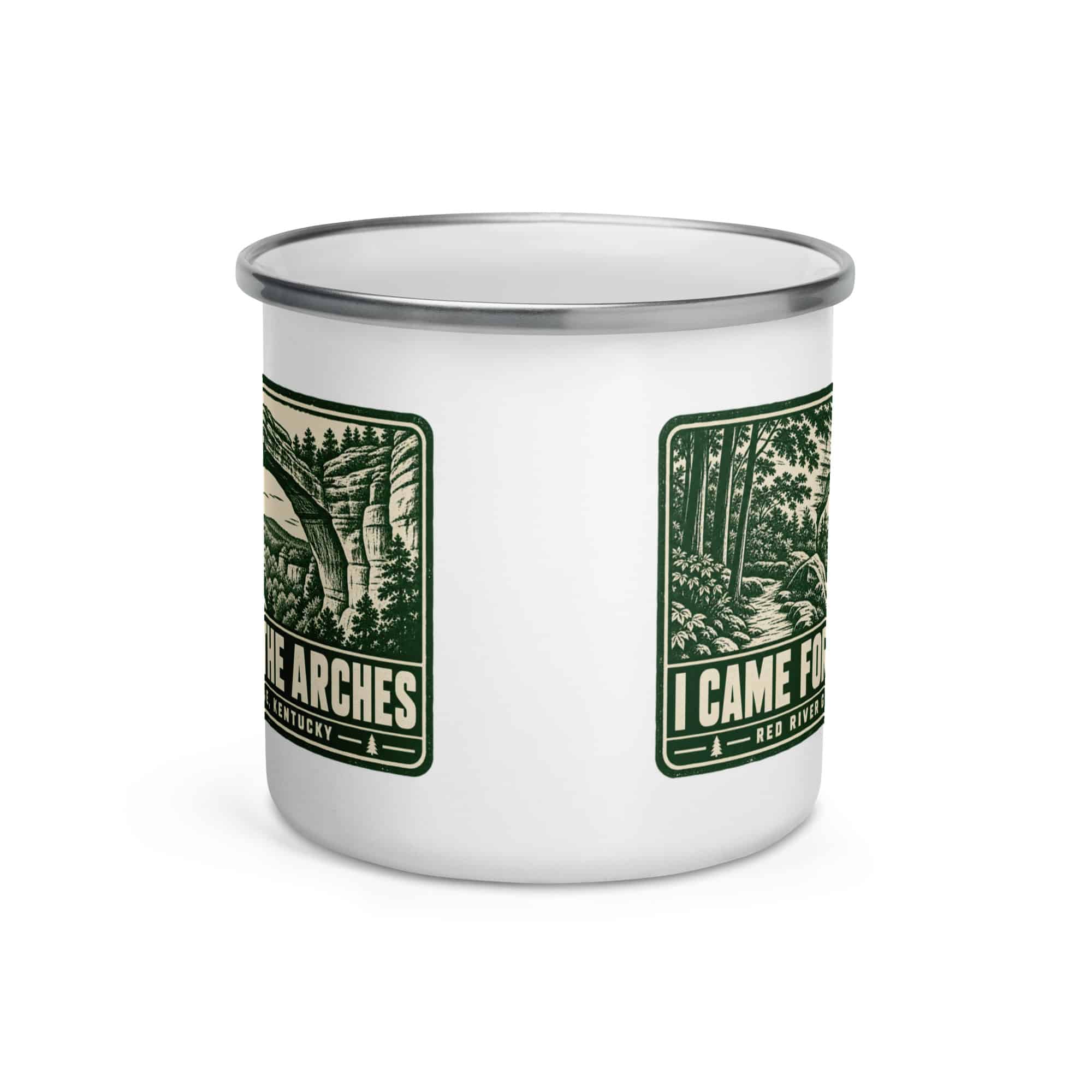 Red River Gorge Enamel Camp Mug: I Came for the Arches, Forest Ink Stamp