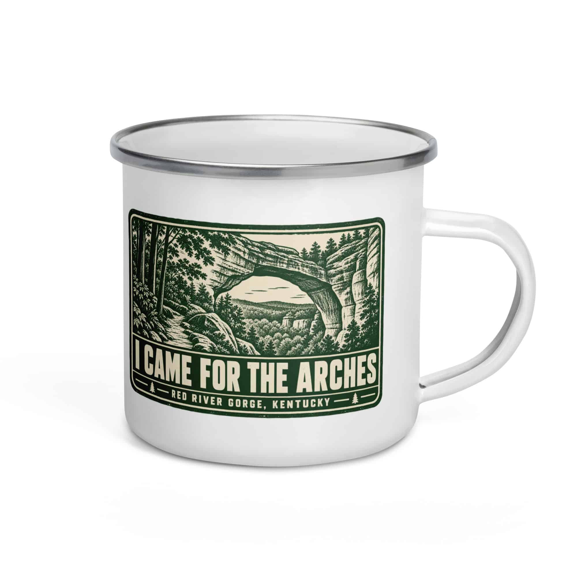 Red River Gorge Enamel Camp Mug: I Came for the Arches, Forest Ink Stamp