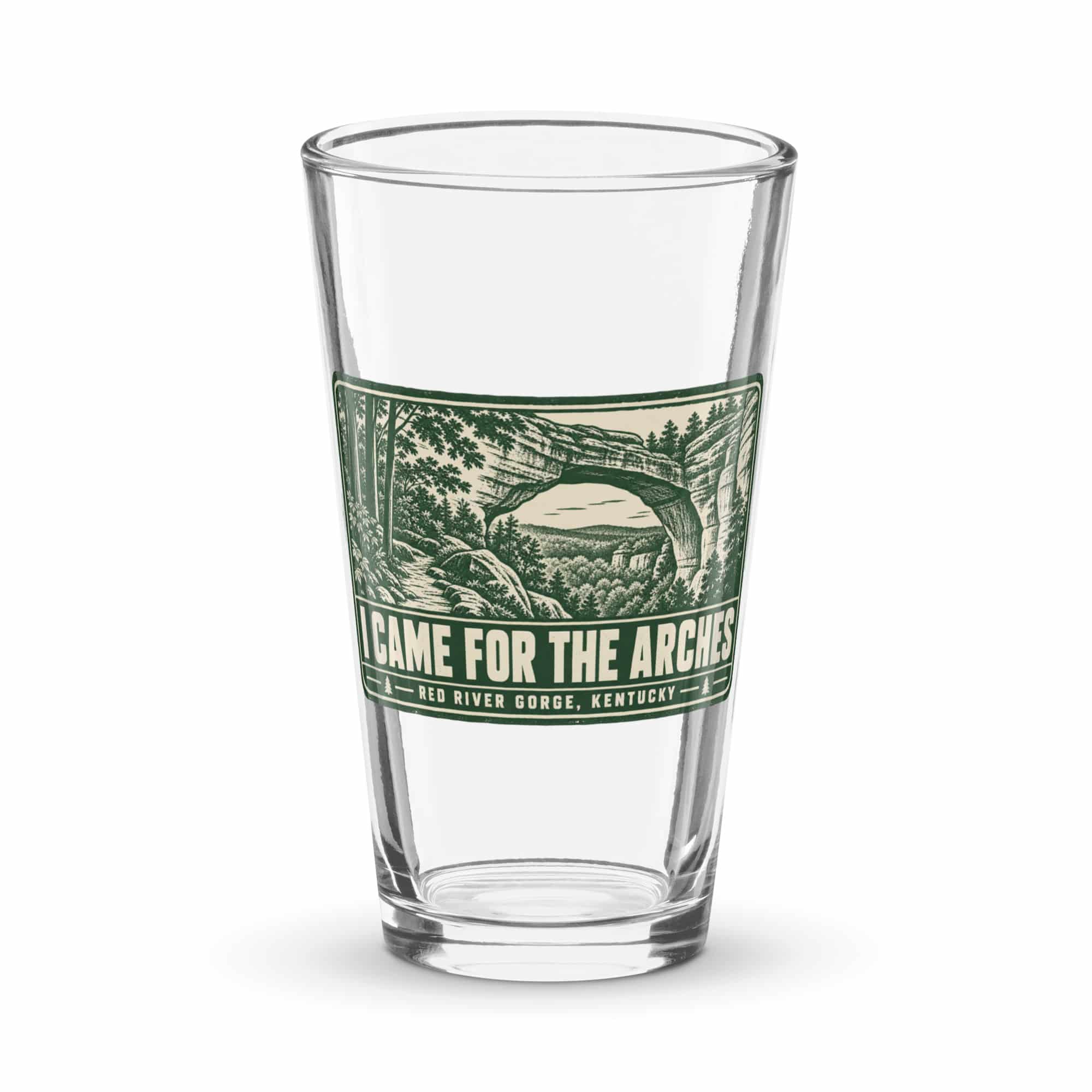 Red River Gorge Pint Glass: I Came for the Arches, Forest Ink Stamp