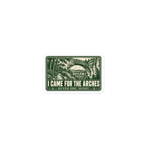 Red River Gorge Vinyl Sticker: I Came for the Arches, Forest Ink Stamp - 3″×3″ - Main