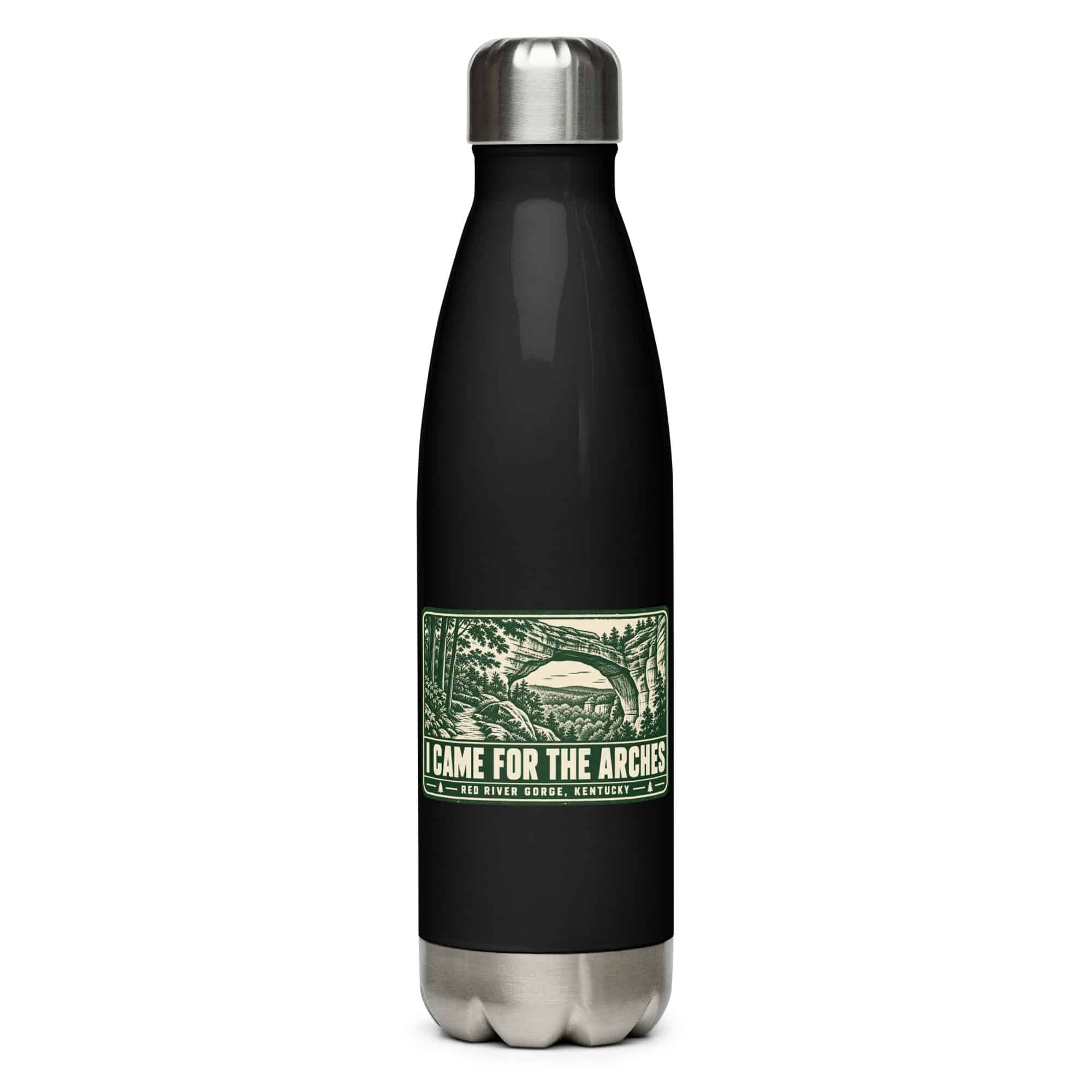 Red River Gorge Stainless Steel Water Bottle: I Came for the Arches, Forest Ink Stamp