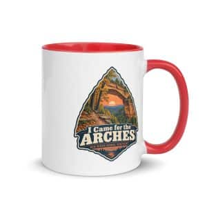 Red River Gorge Color Inside Coffee Mug: I Came for the Arches, Scenic Shield Badge - 11 oz - Main
