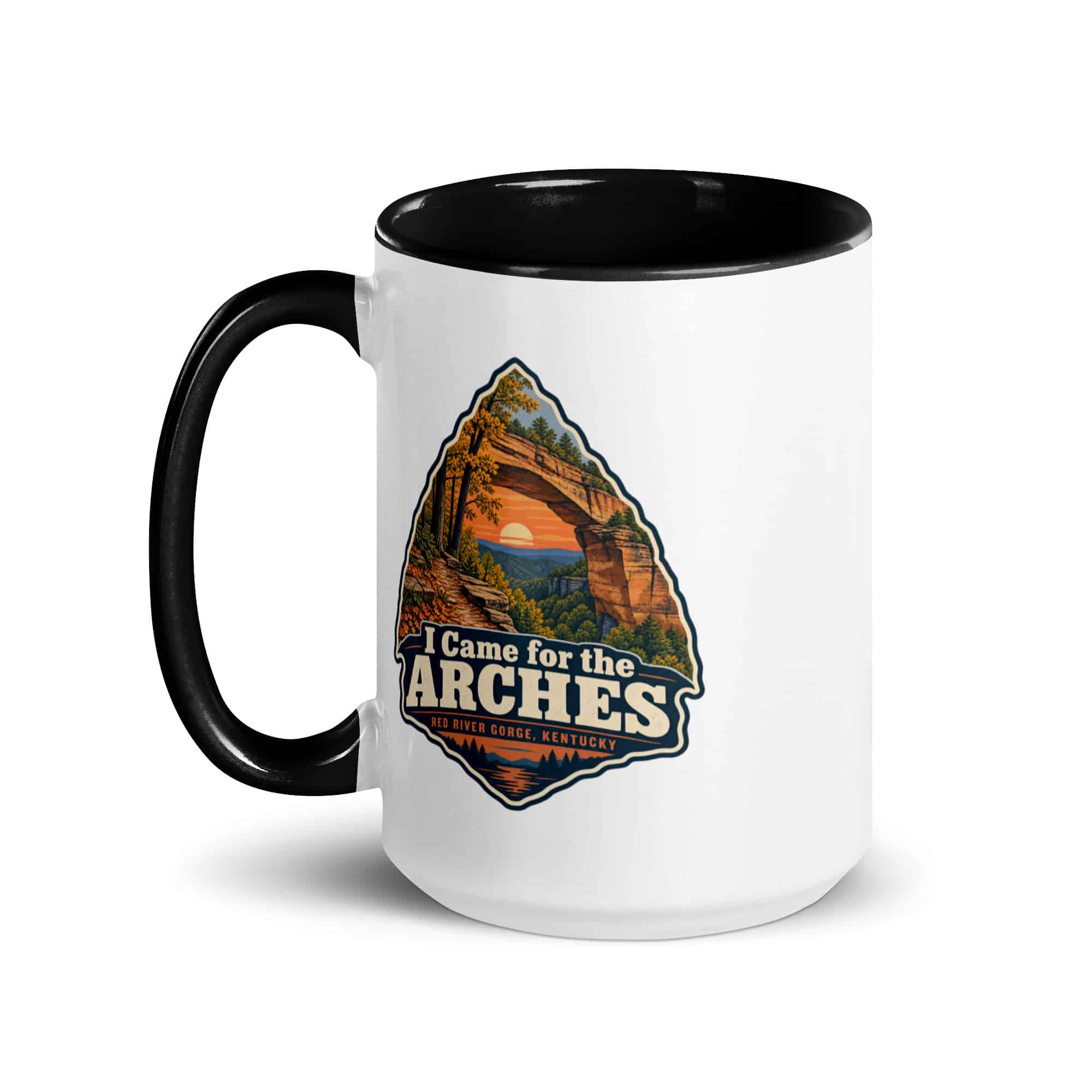 Red River Gorge Color Inside Coffee Mug: I Came for the Arches, Scenic Shield Badge